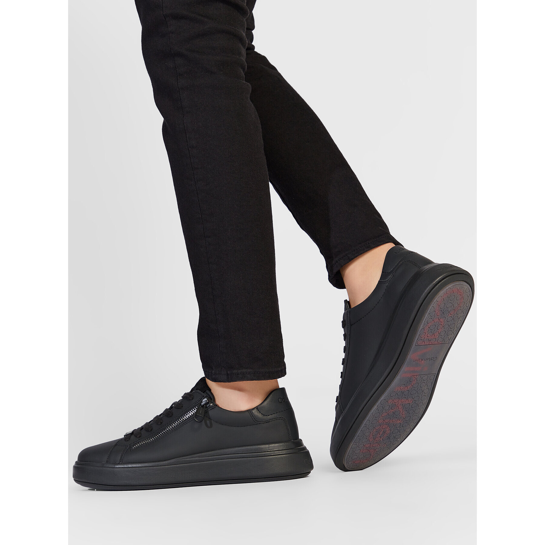 Calvin Klein Сникърси Low Top Lace Up Zip HM0HM00746 Черен - Pepit.bg
