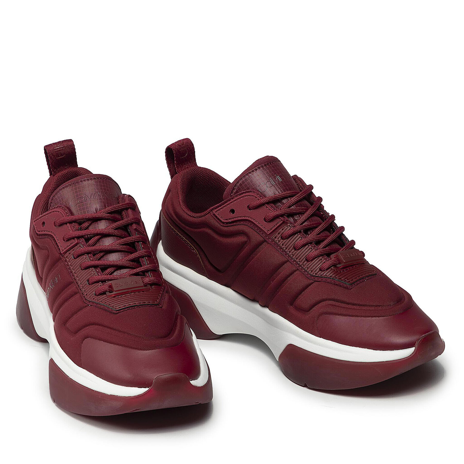 Calvin Klein Сникърси Statement Lace Up Flexy Upper HW0HW00639 Бордо - Pepit.bg