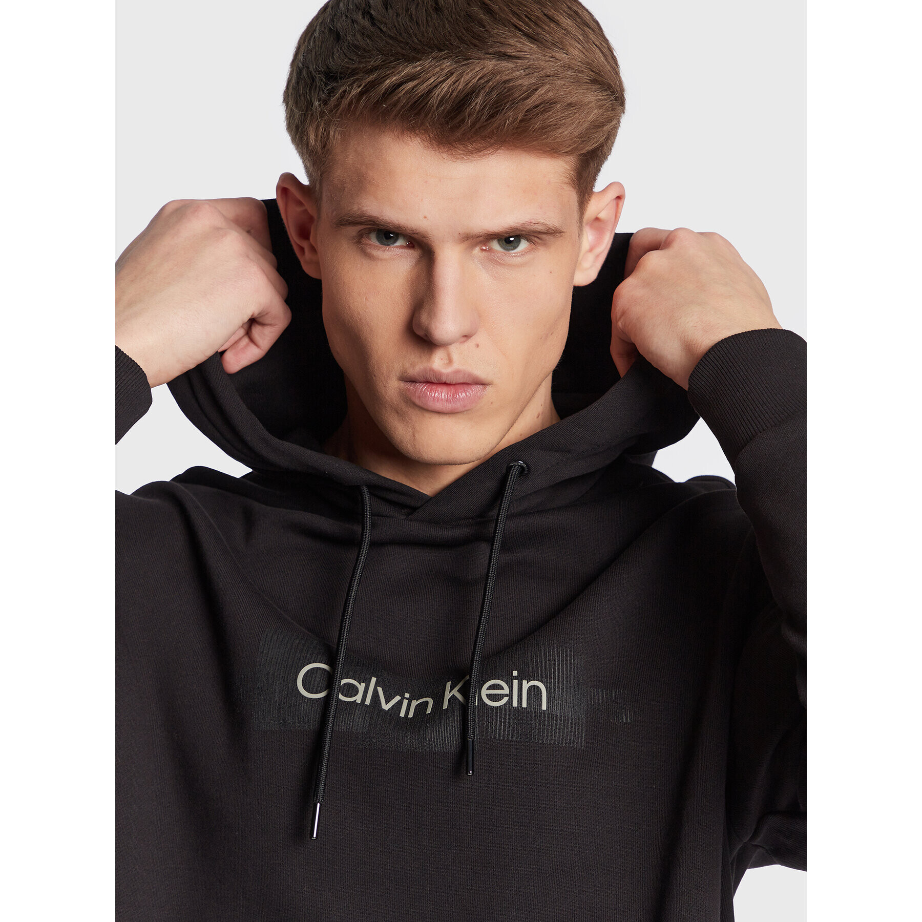 Calvin Klein Суитшърт Box Striped Logo K10K110761 Черен Regular Fit - Pepit.bg