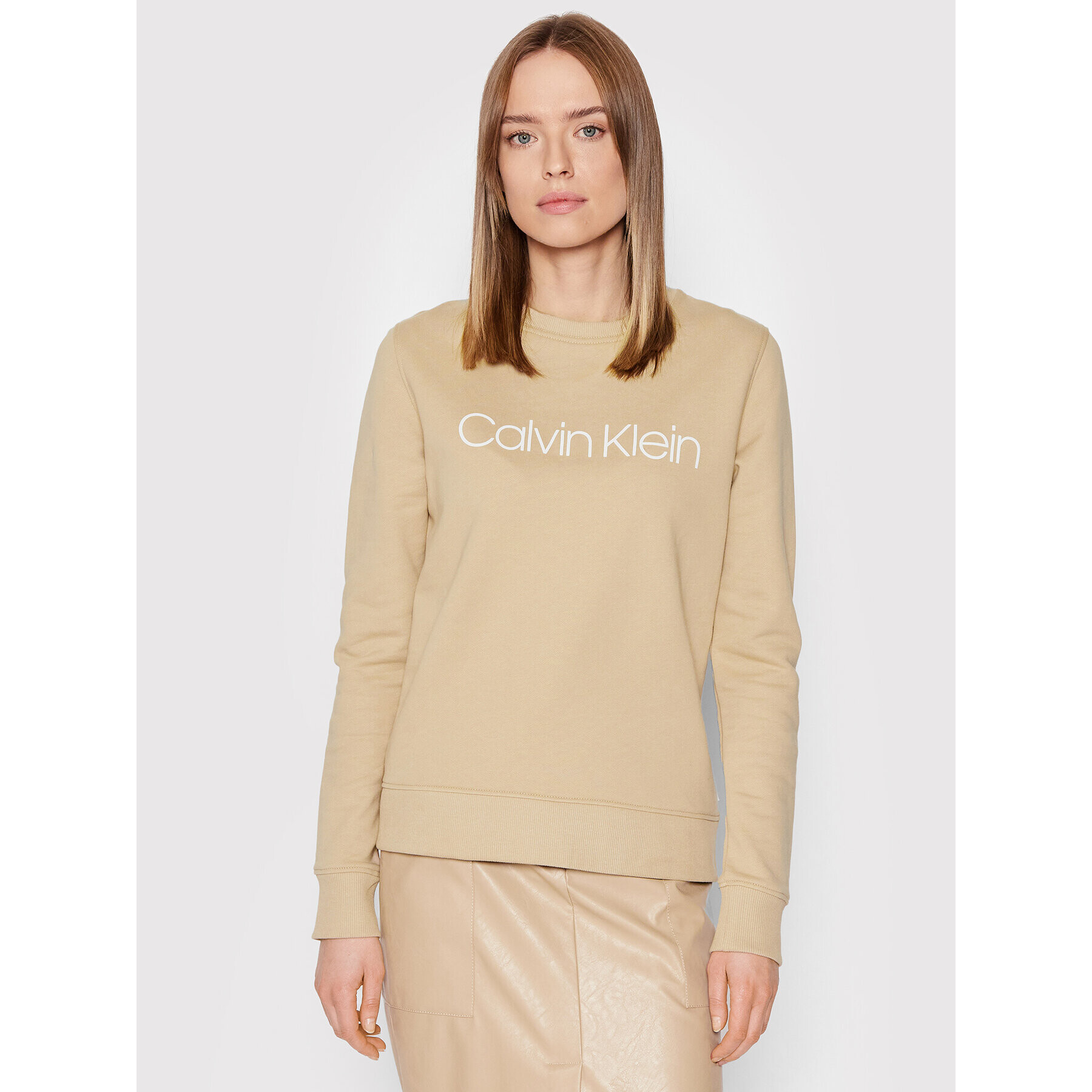 Calvin Klein Суитшърт Core Logo K20K202157 Бежов Regular Fit - Pepit.bg