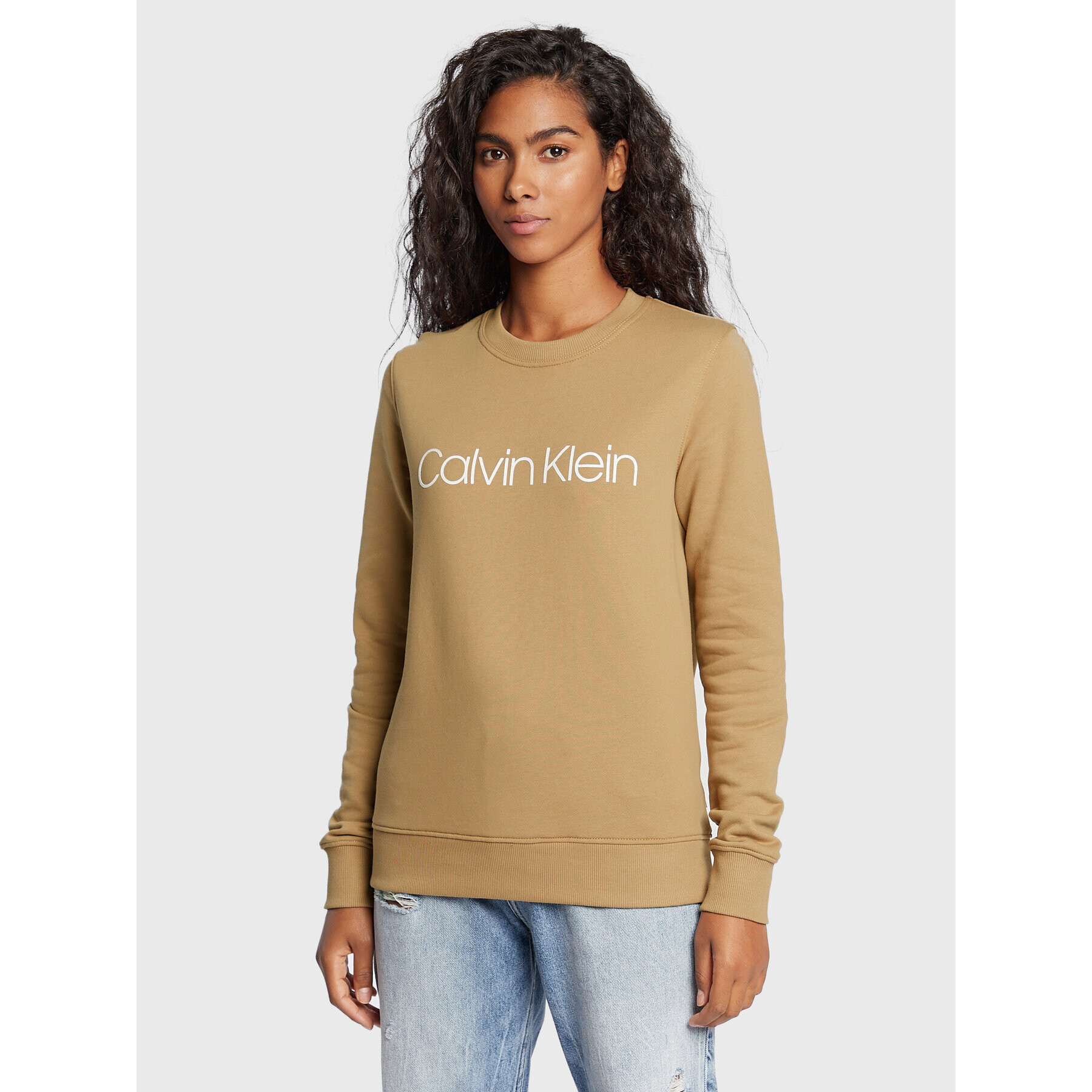 Calvin Klein Суитшърт Core Logo K20K202157 Бежов Regular Fit - Pepit.bg