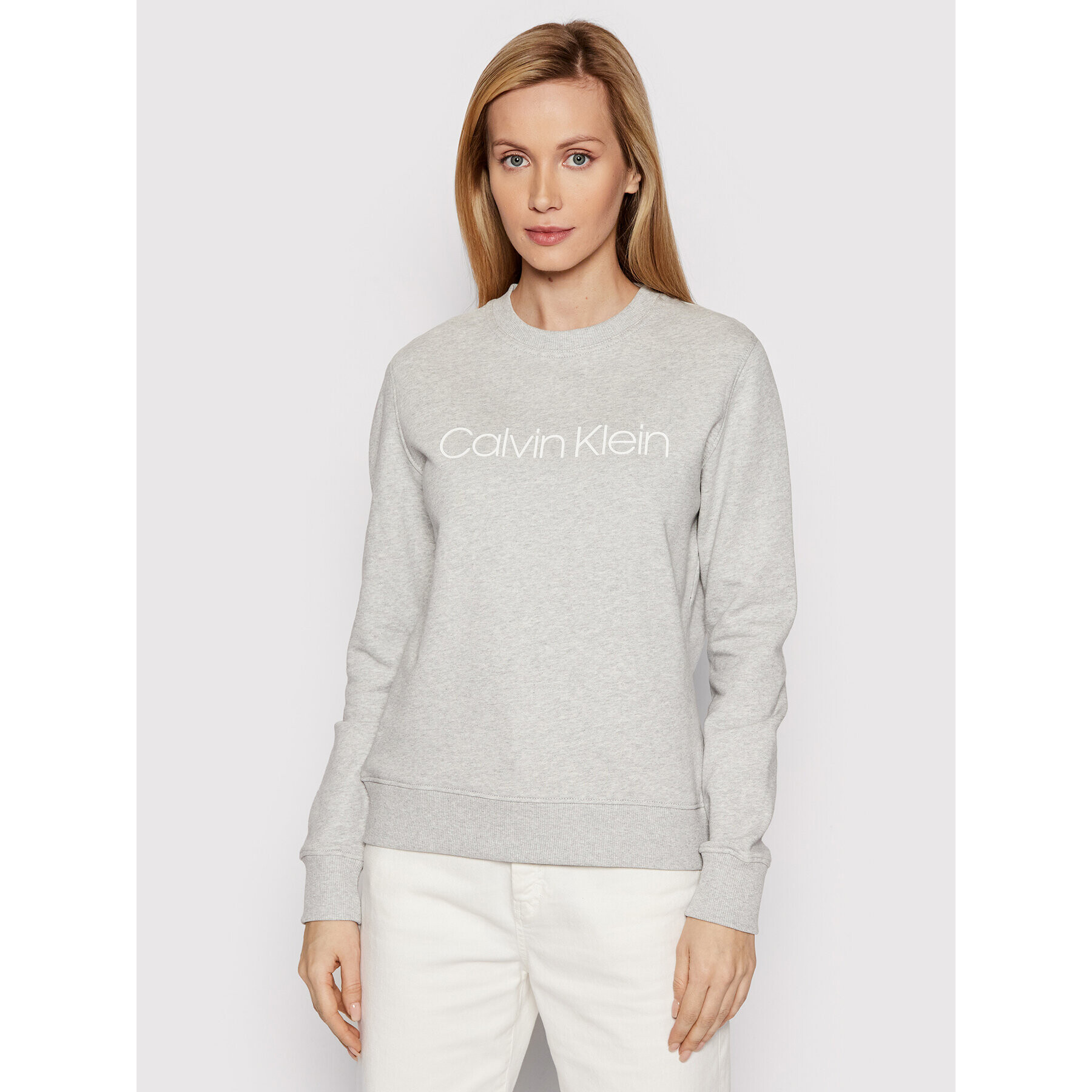 Calvin Klein Суитшърт Ls Core Logo K20K202157 Сив Regular Fit - Pepit.bg
