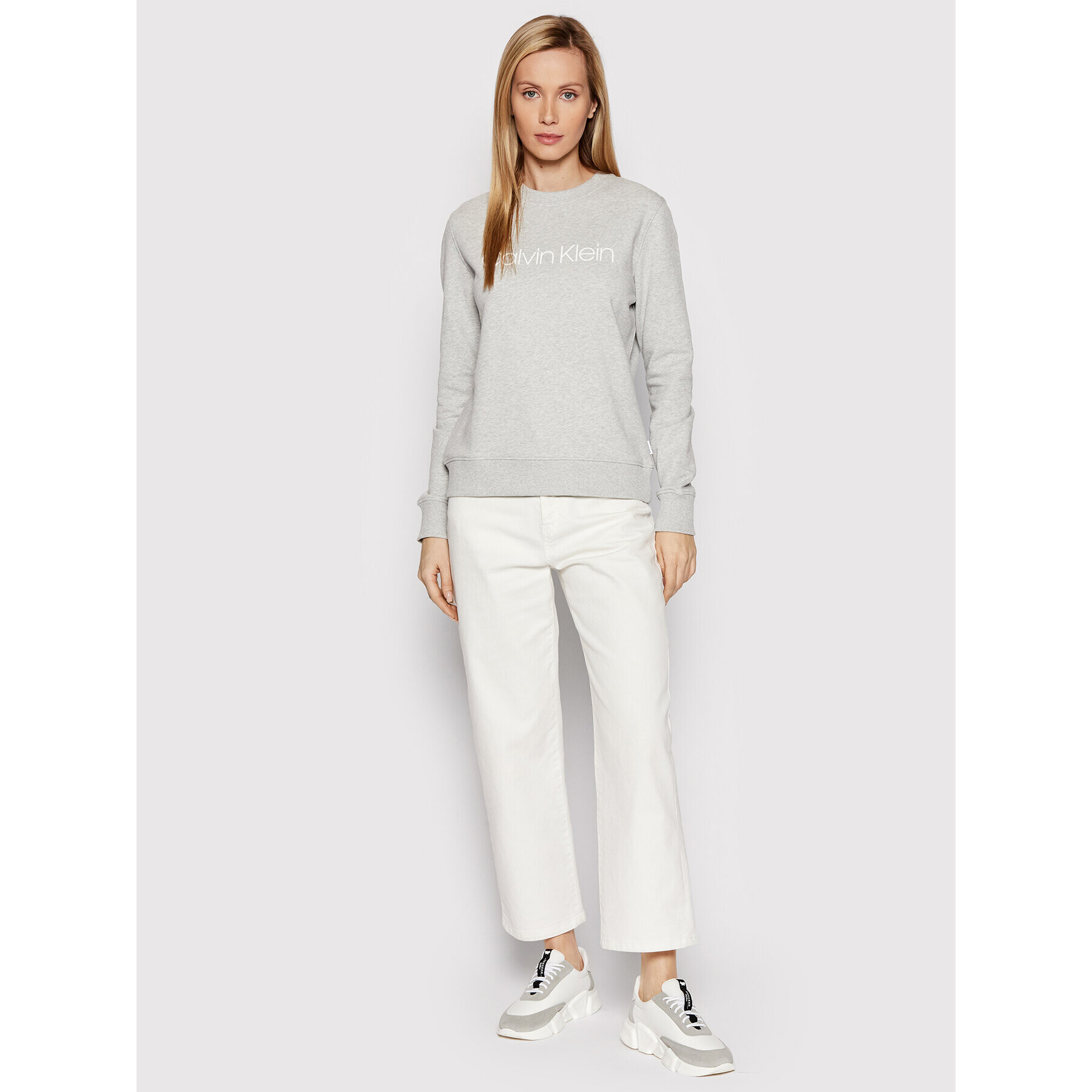 Calvin Klein Суитшърт Ls Core Logo K20K202157 Сив Regular Fit - Pepit.bg