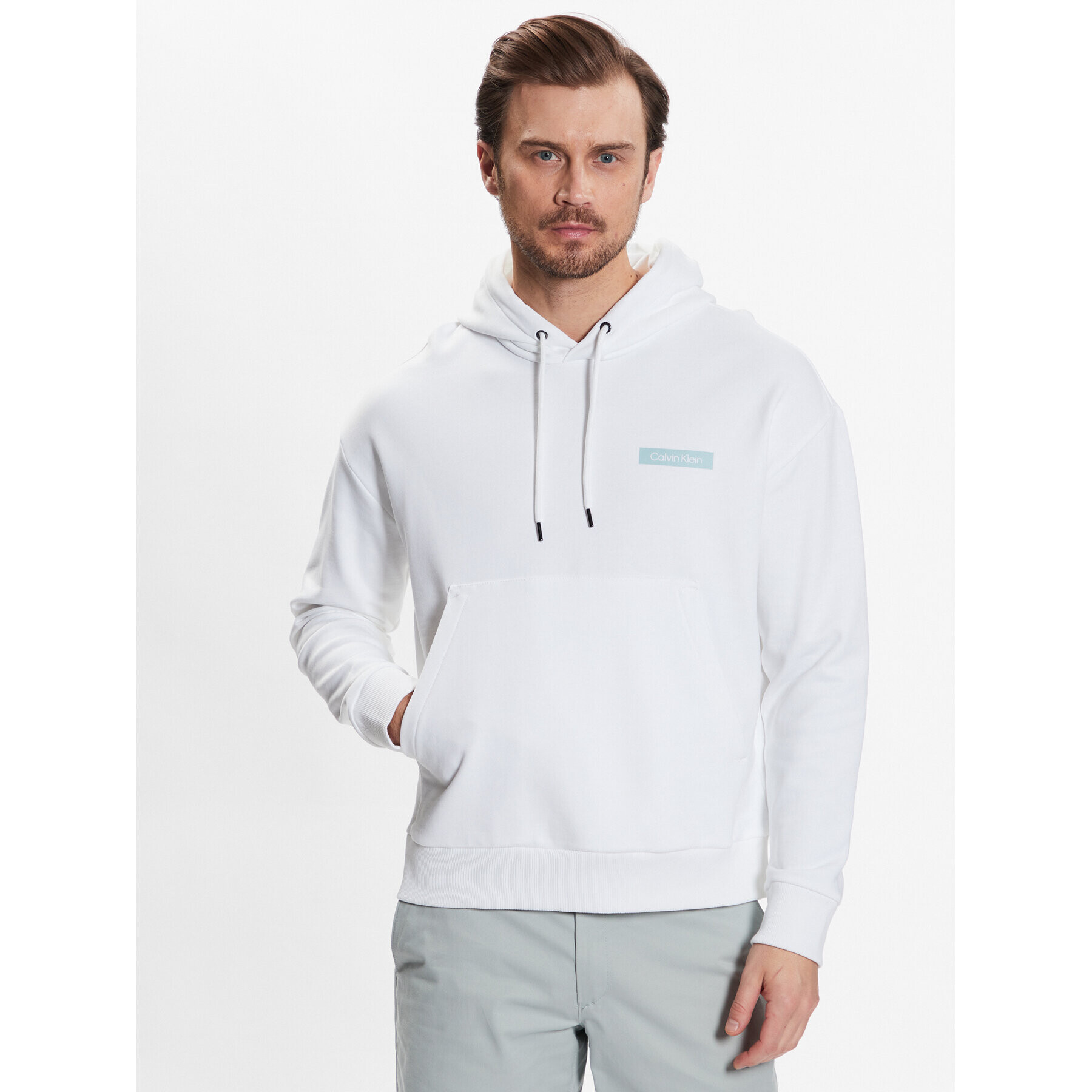 Calvin Klein Суитшърт Matte Back Logo Comfort Hoodie K10K111343 Бял Regular Fit - Pepit.bg