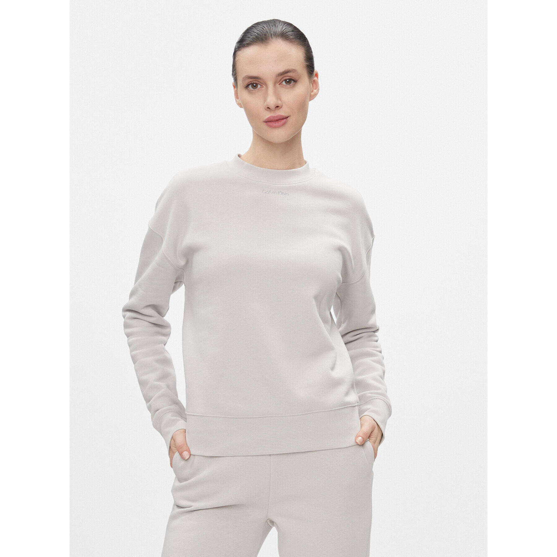 Calvin Klein Суитшърт Metallic Micro Logo Sweatshirt K20K206961 Бежов Regular Fit - Pepit.bg