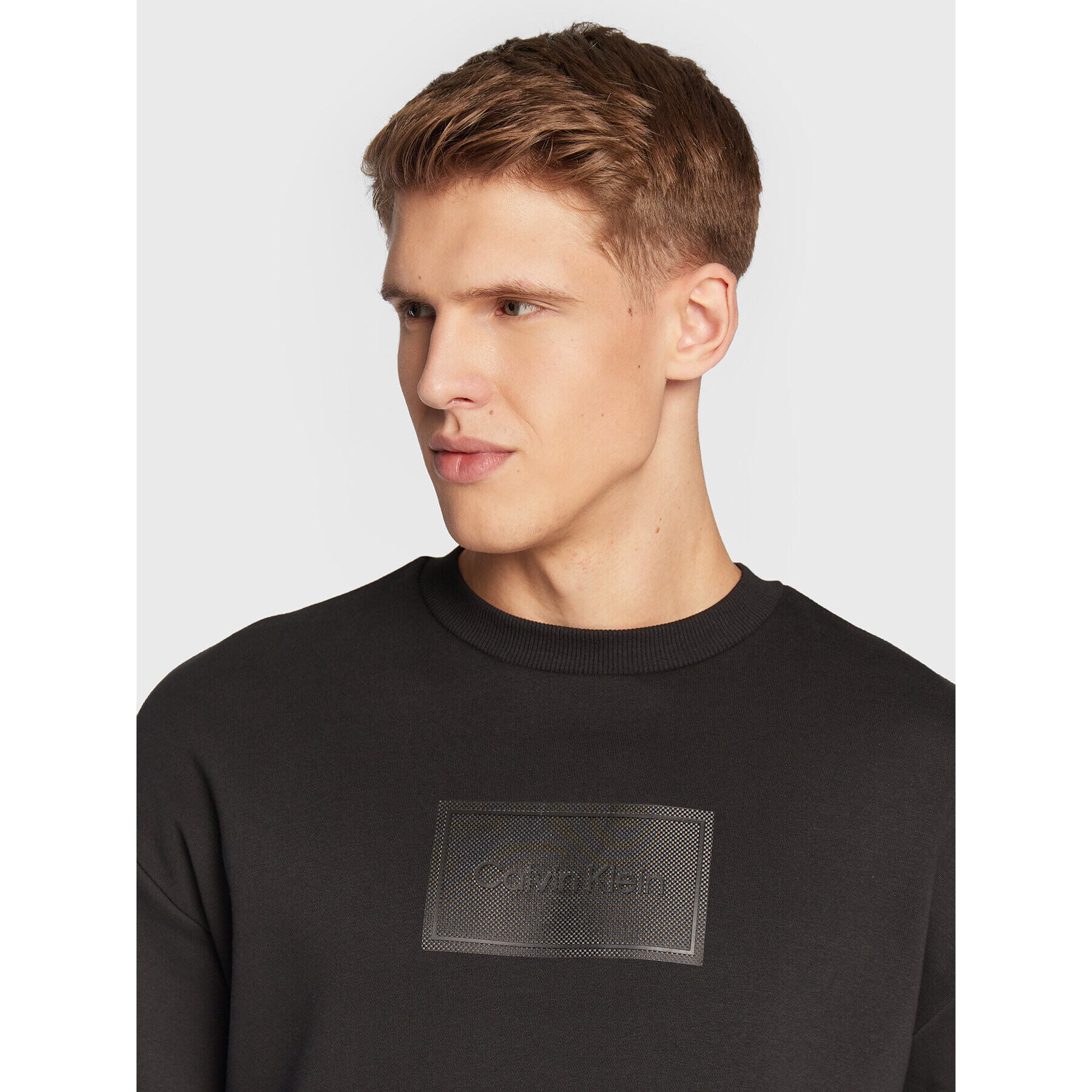 Calvin Klein Суитшърт Textured Logo K10K110083 Черен Relaxed Fit - Pepit.bg