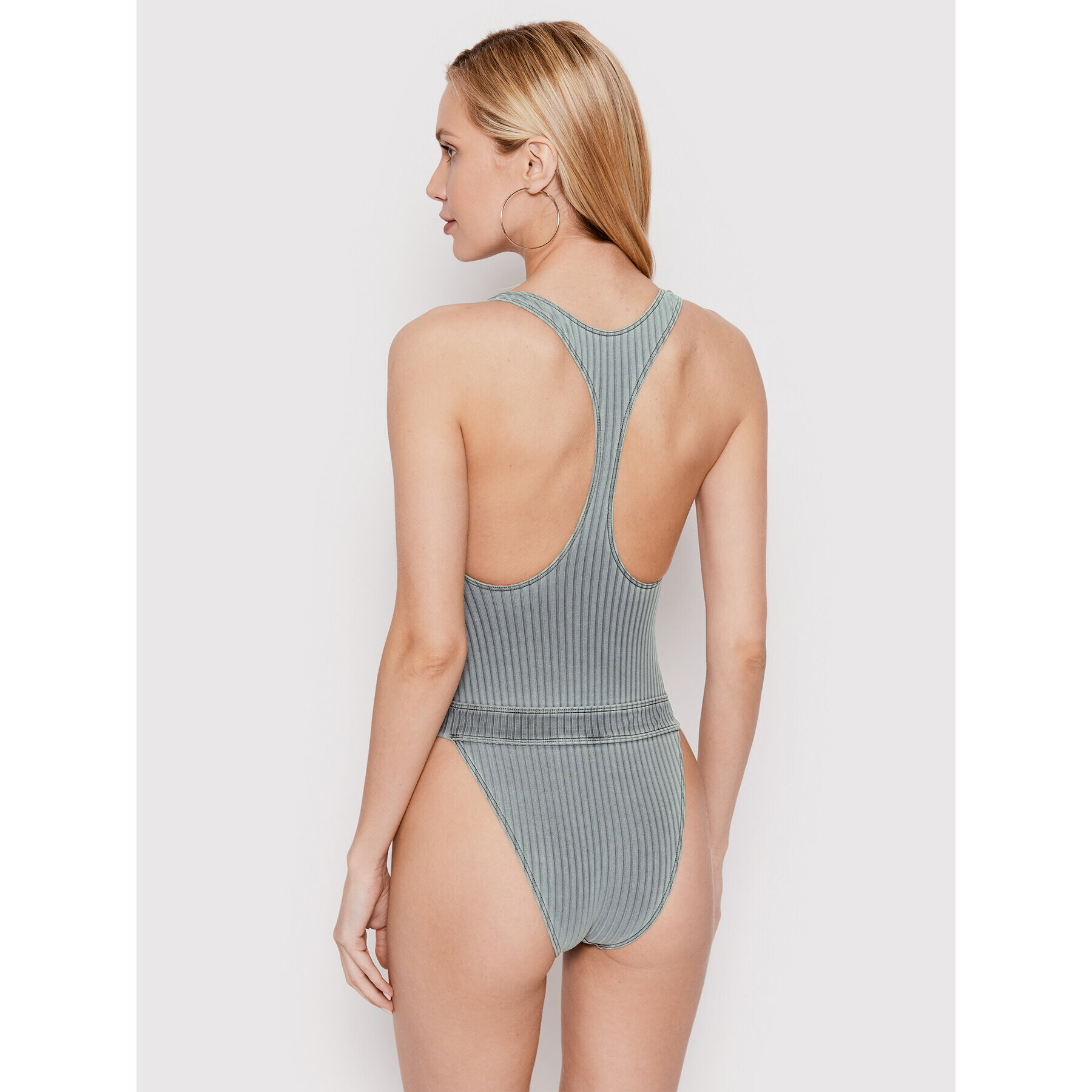 Calvin Klein Swimwear Бански костюм Racer KW0KW01639 Сив - Pepit.bg