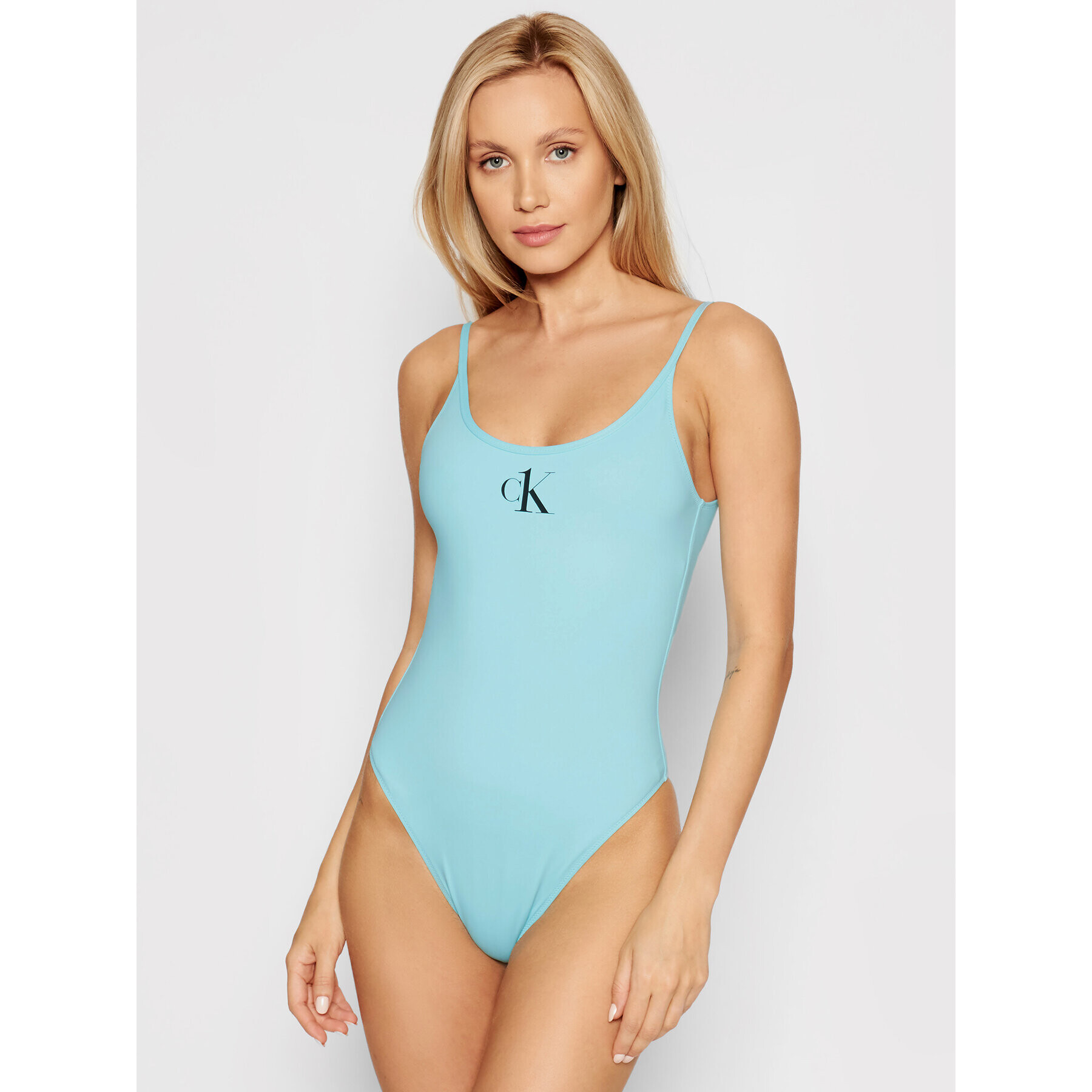 Calvin Klein Swimwear Бански костюм Scoop Back KW0KW01341 Син - Pepit.bg