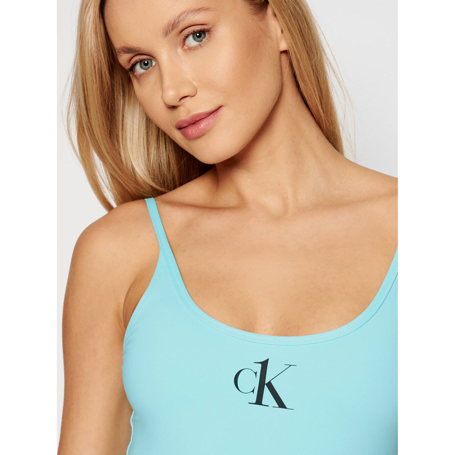 Calvin Klein Swimwear Бански костюм Scoop Back KW0KW01341 Син - Pepit.bg