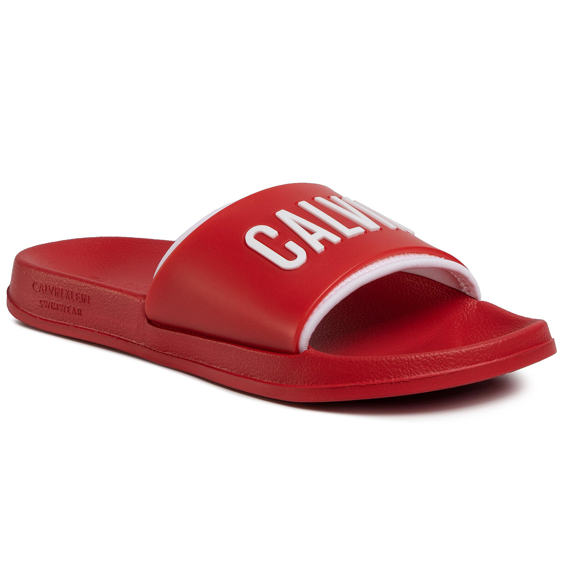 Calvin Klein Swimwear Чехли Slide KM0KM00495 Червен - Pepit.bg