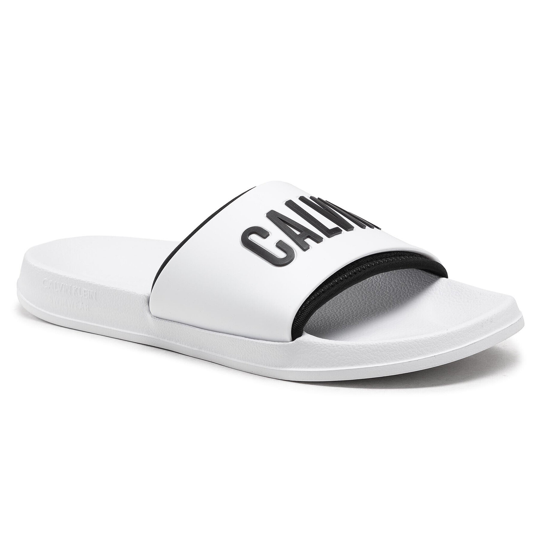 Calvin Klein Swimwear Чехли Slide KM0KM00633 Бял - Pepit.bg