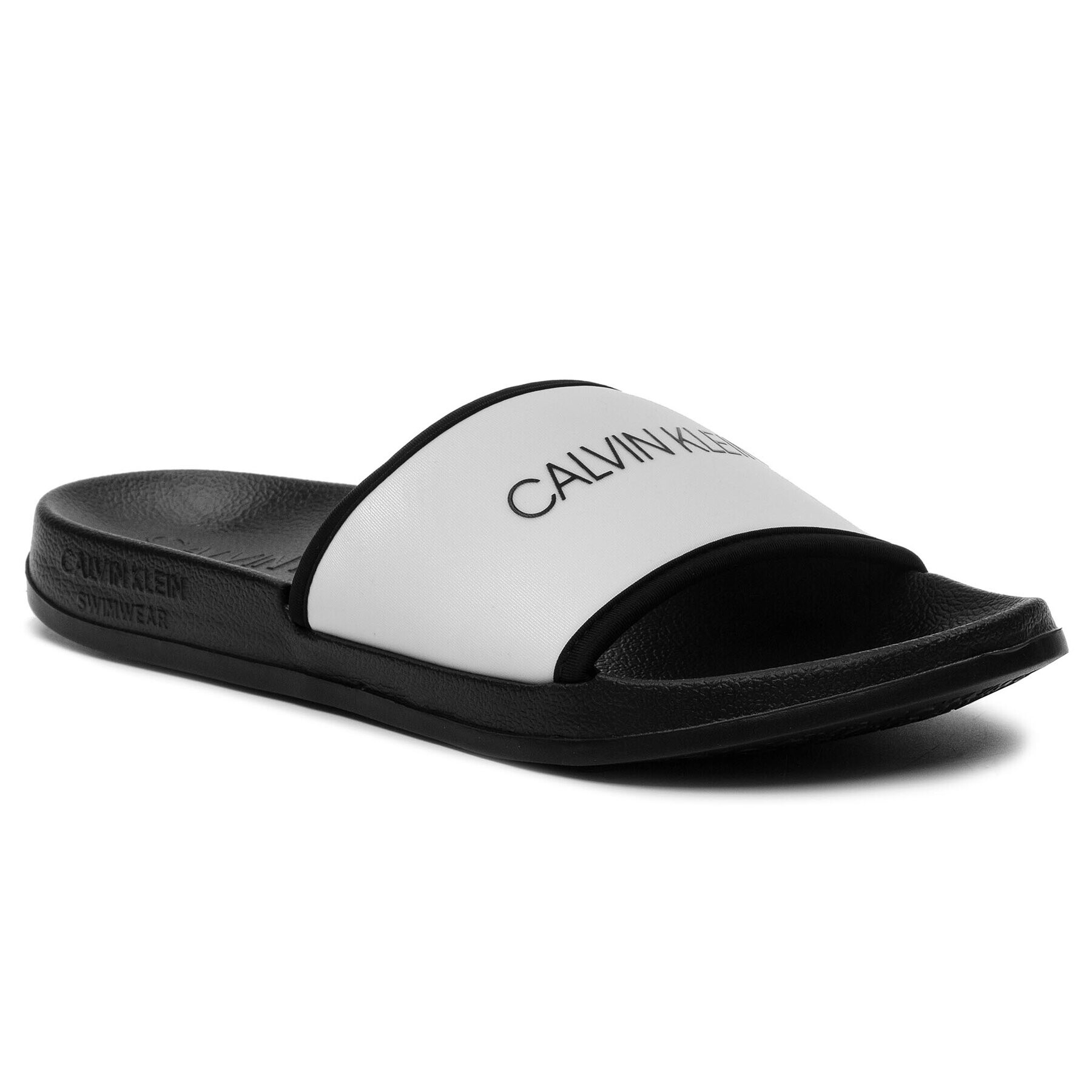 Calvin Klein Swimwear Чехли Slide KM0KM00377 Бял - Pepit.bg