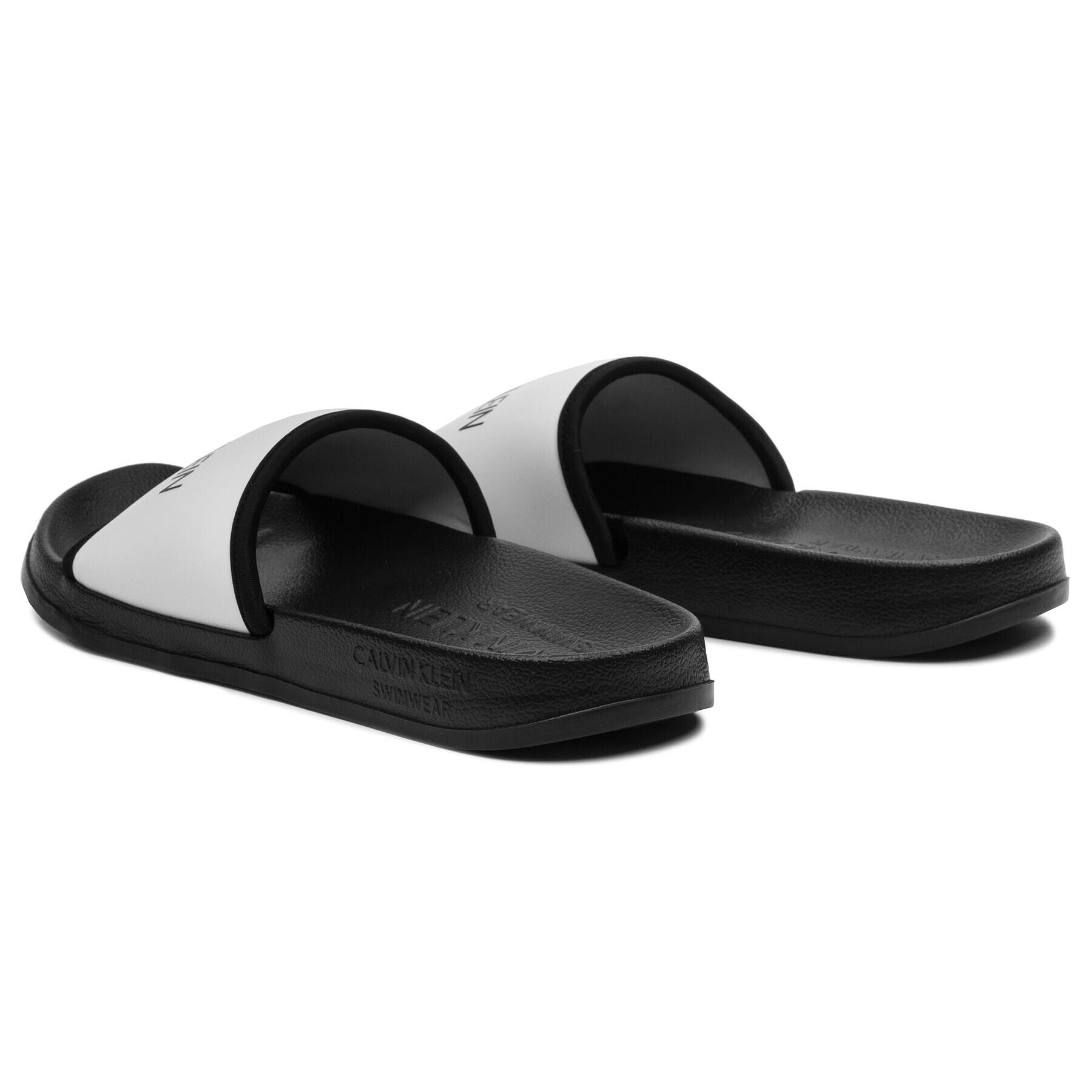 Calvin Klein Swimwear Чехли Slide KM0KM00377 Бял - Pepit.bg