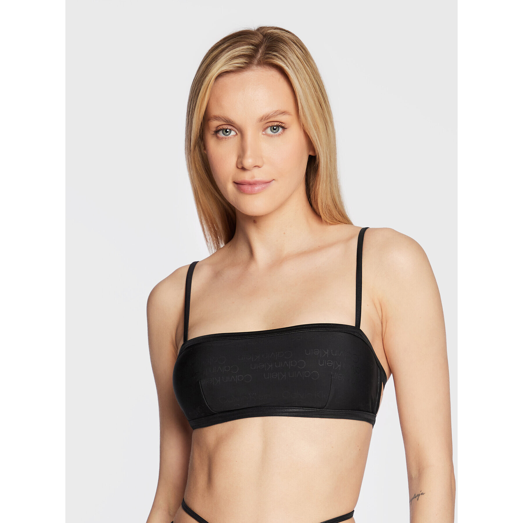 Calvin Klein Swimwear Горнище на бански KW0KW01897 Черен - Pepit.bg