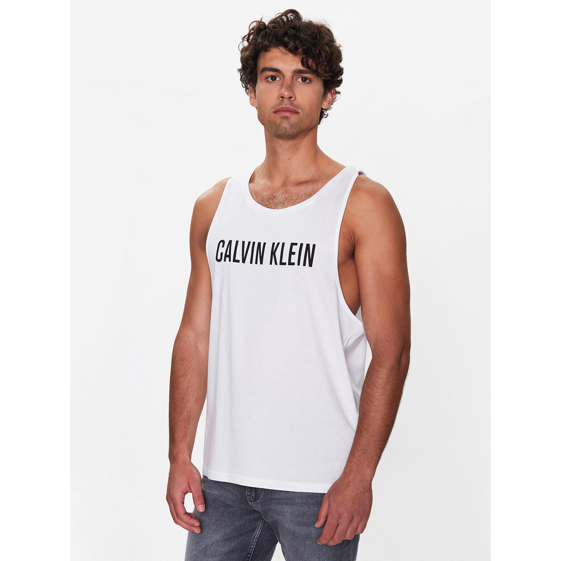 Calvin Klein Swimwear Мъжки топ KM0KM00837 Бял Regular Fit - Pepit.bg