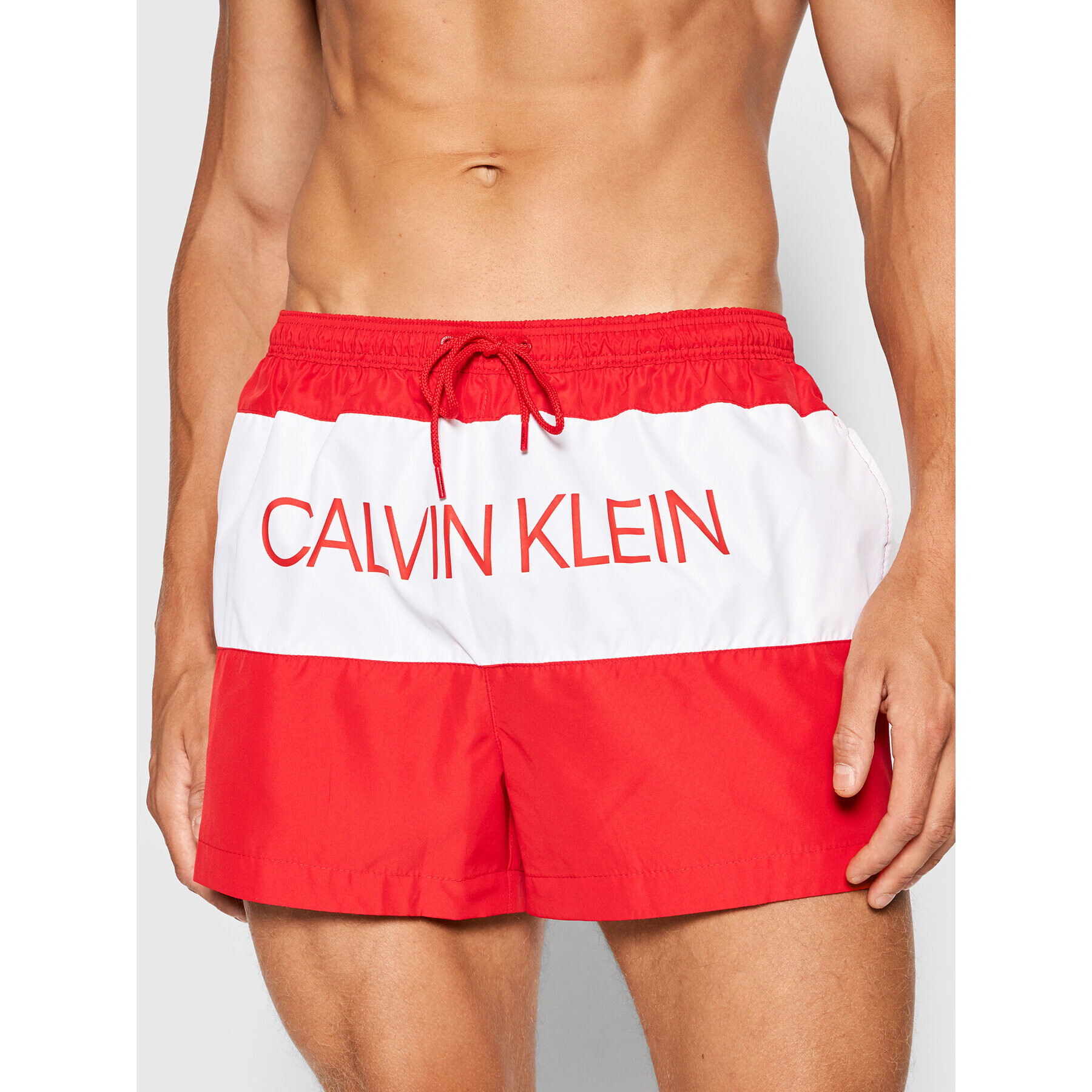 Calvin Klein Swimwear Плувни шорти Drawstring KM0KM00553 Червен Regular Fit - Pepit.bg