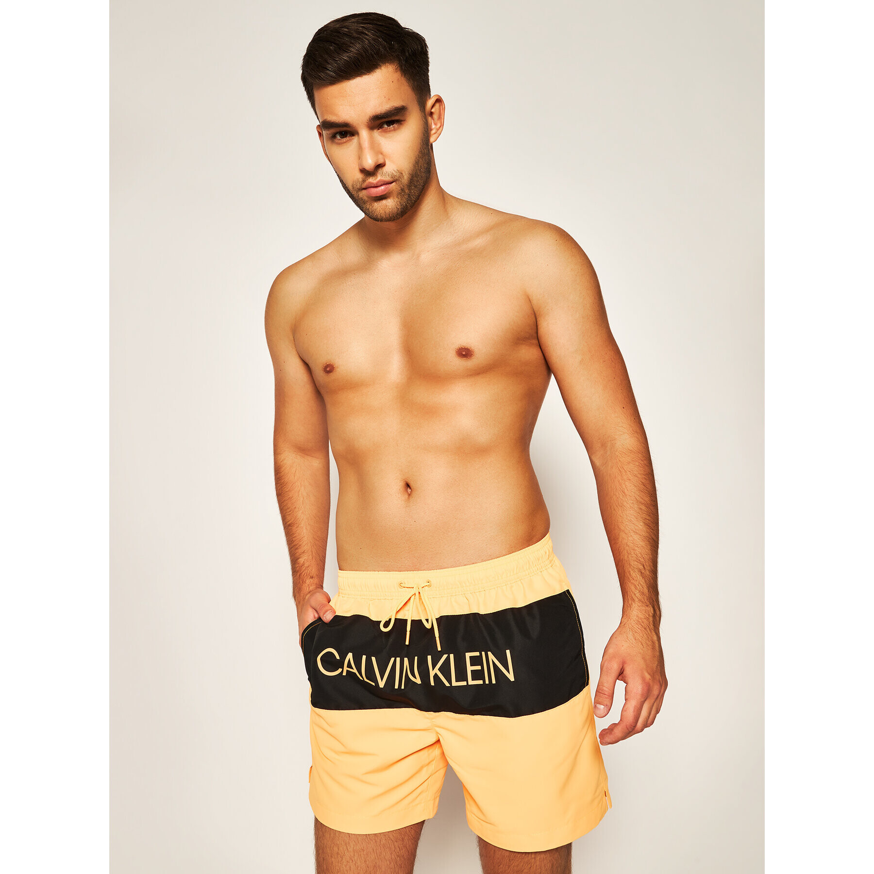 Calvin Klein Swimwear Плувни шорти KM0KM00456 Оранжев Regular Fit - Pepit.bg