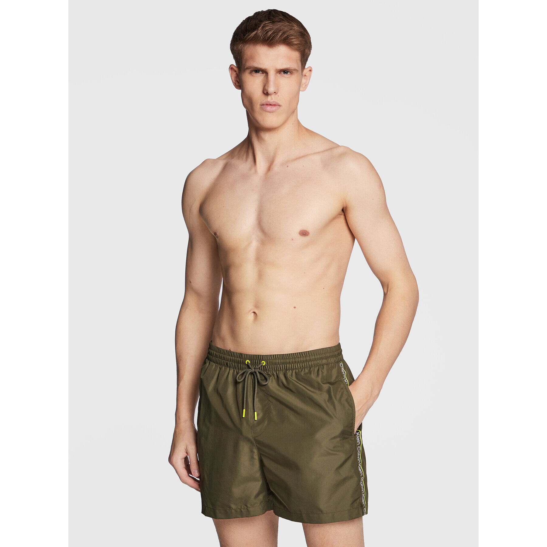 Calvin Klein Swimwear Плувни шорти KM0KM00789 Каки Regular Fit - Pepit.bg