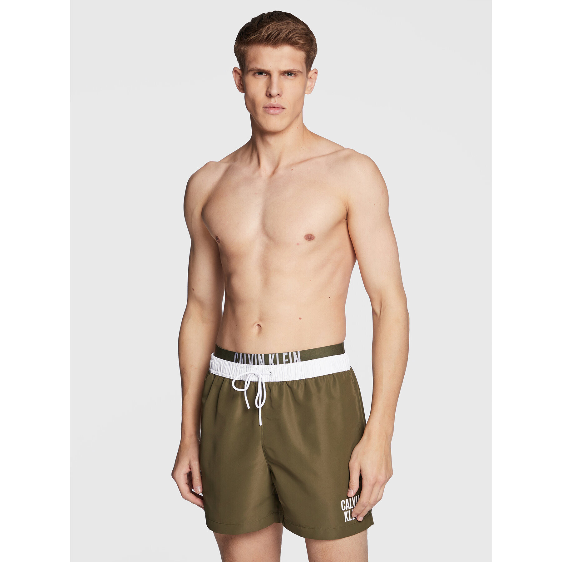 Calvin Klein Swimwear Плувни шорти KM0KM00791 Каки Regular Fit - Pepit.bg