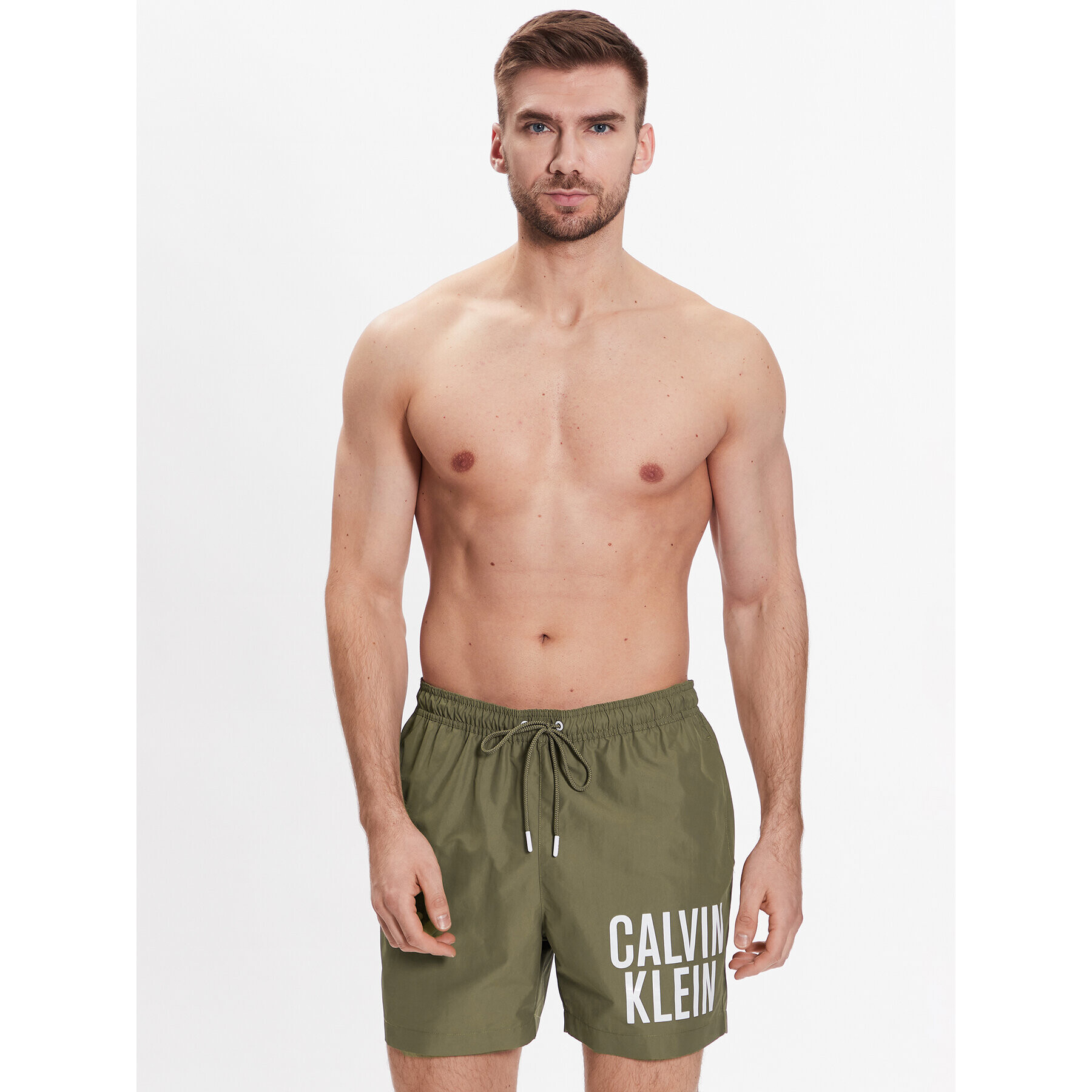 Calvin Klein Swimwear Плувни шорти KM0KM00794 Бежов Regular Fit - Pepit.bg