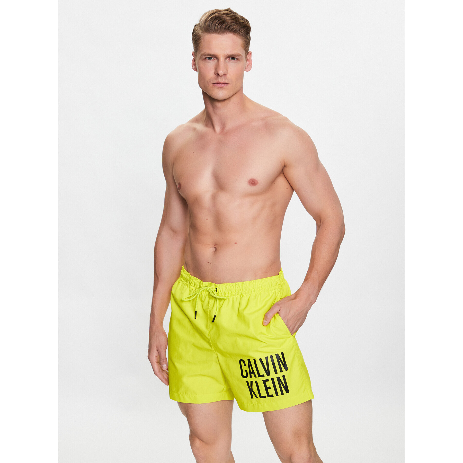 Calvin Klein Swimwear Плувни шорти KM0KM00794 Жълт Regular Fit - Pepit.bg