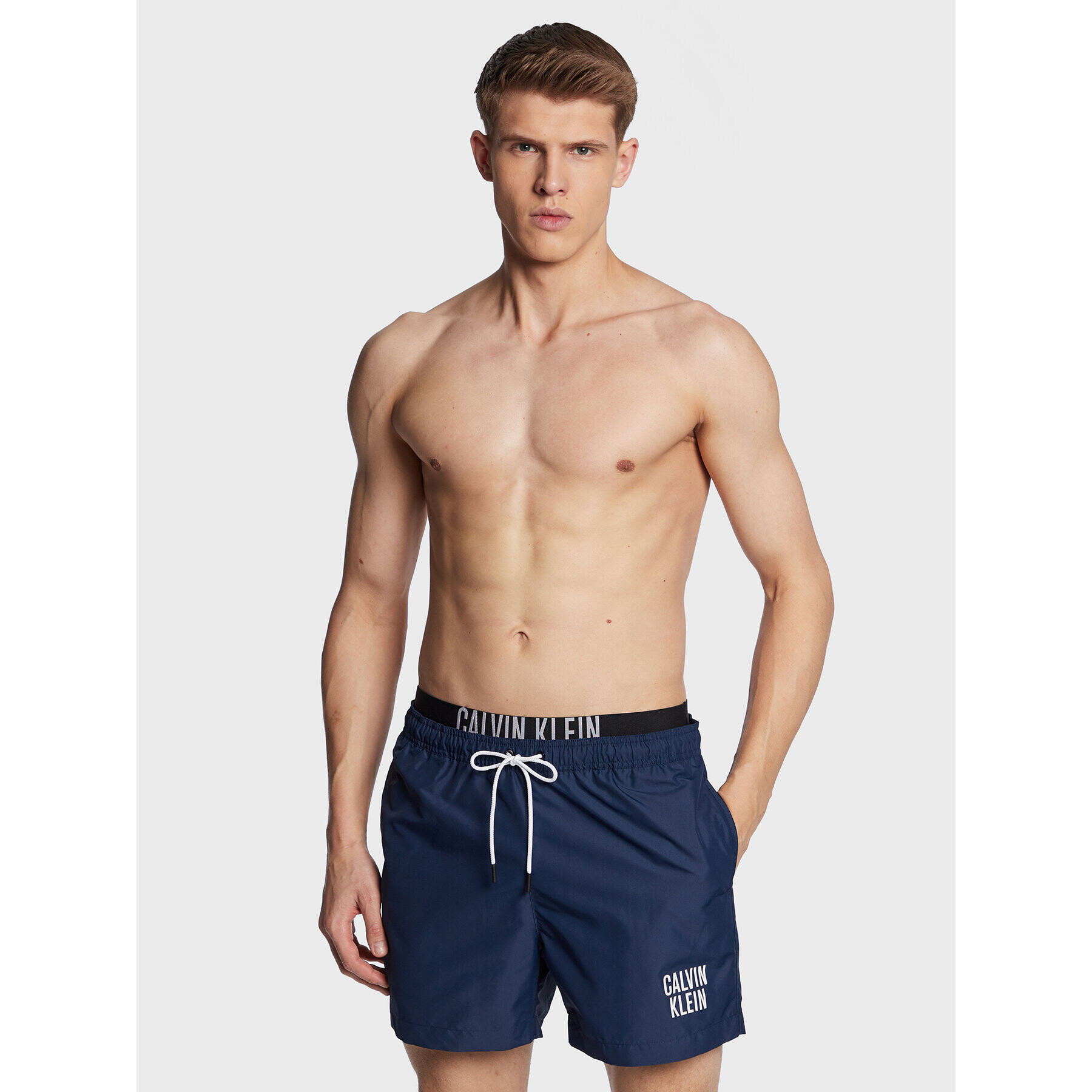 Calvin Klein Swimwear Плувни шорти KM0KM00798 Тъмносин Regular Fit - Pepit.bg