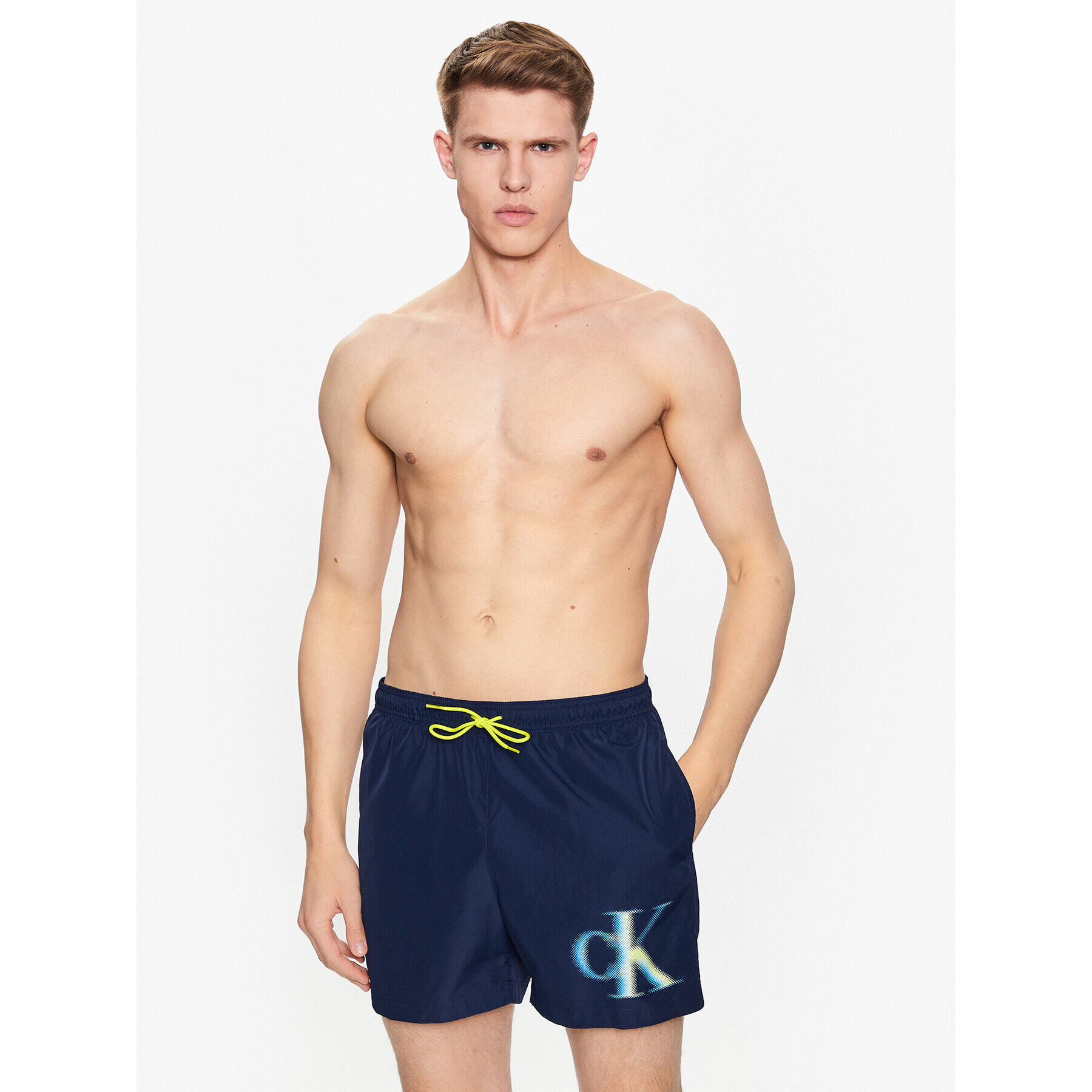 Calvin Klein Swimwear Плувни шорти KM0KM00800 Тъмносин Regular Fit - Pepit.bg