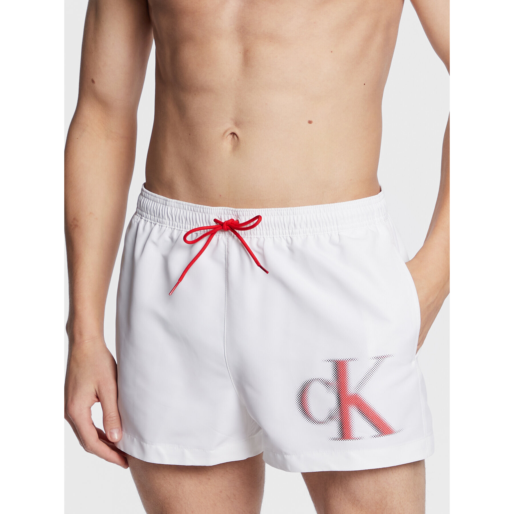 Calvin Klein Swimwear Плувни шорти KM0KM00801 Бял Regular Fit - Pepit.bg