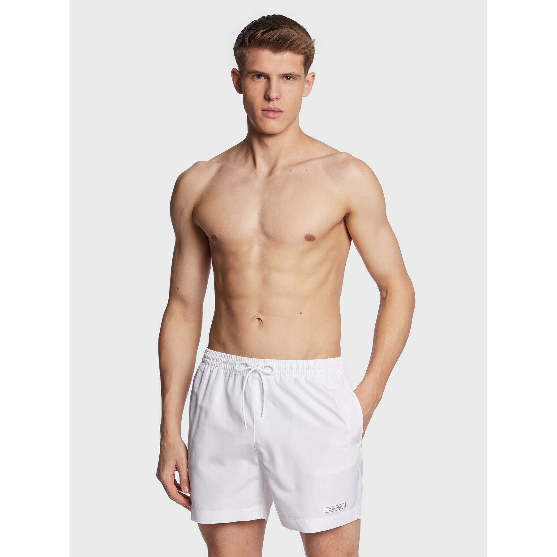 Calvin Klein Swimwear Плувни шорти KM0KM00812 Бял Regular Fit - Pepit.bg