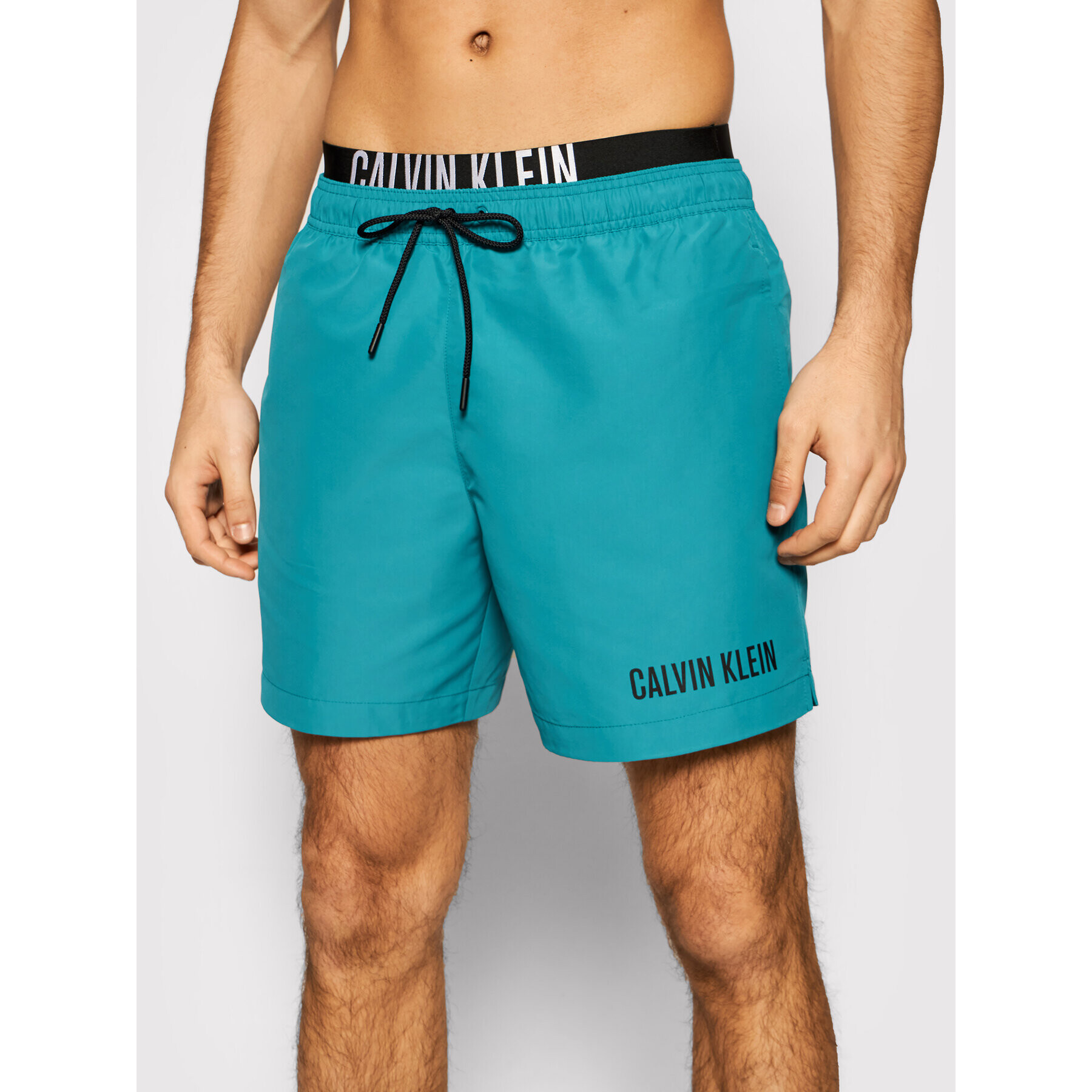 Calvin Klein Swimwear Плувни шорти Medium Double Wb KM0KM00552 Зелен Regular Fit - Pepit.bg