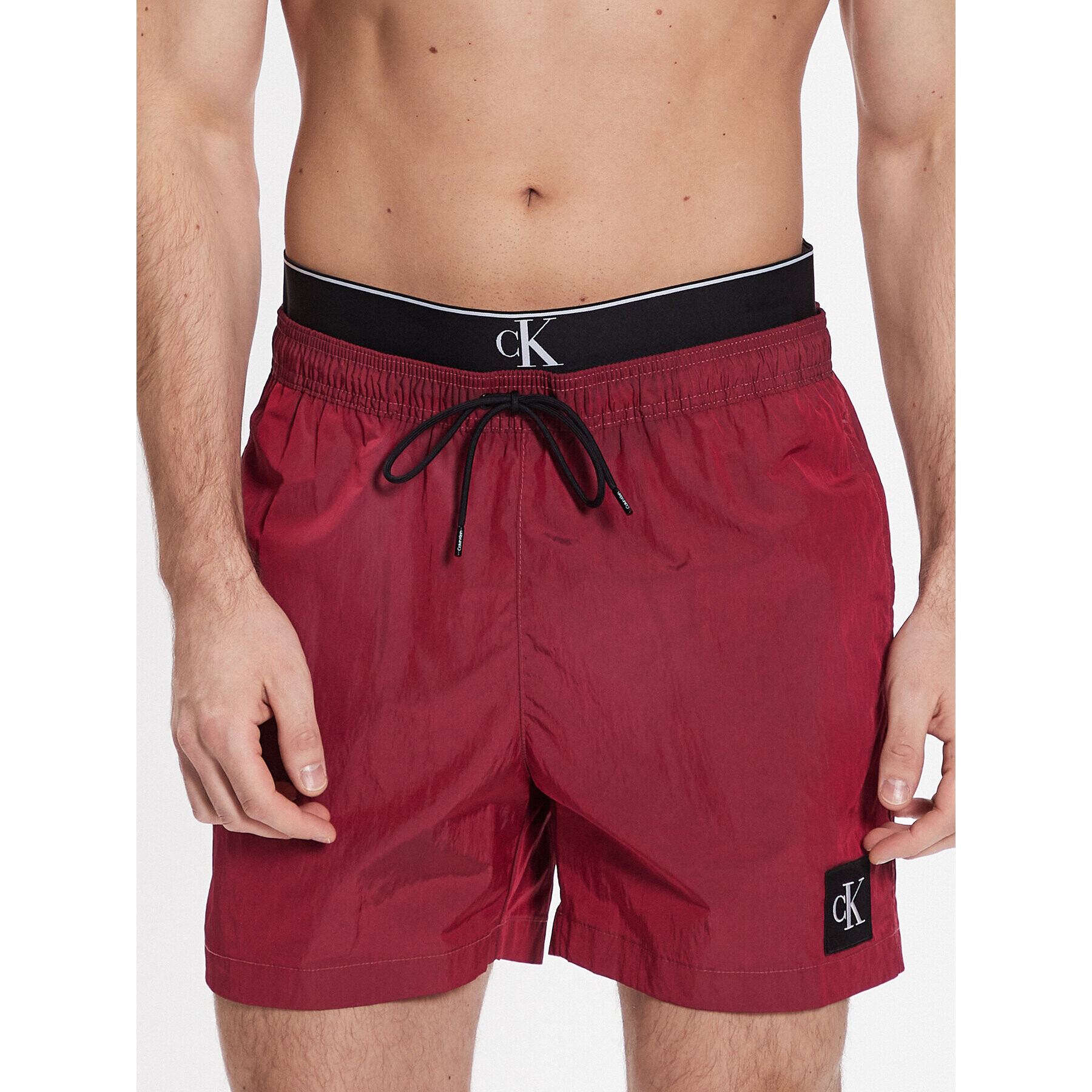 Calvin Klein Swimwear Плувни шорти Medium Double Wb KM0KM00846 Бордо Regular Fit - Pepit.bg