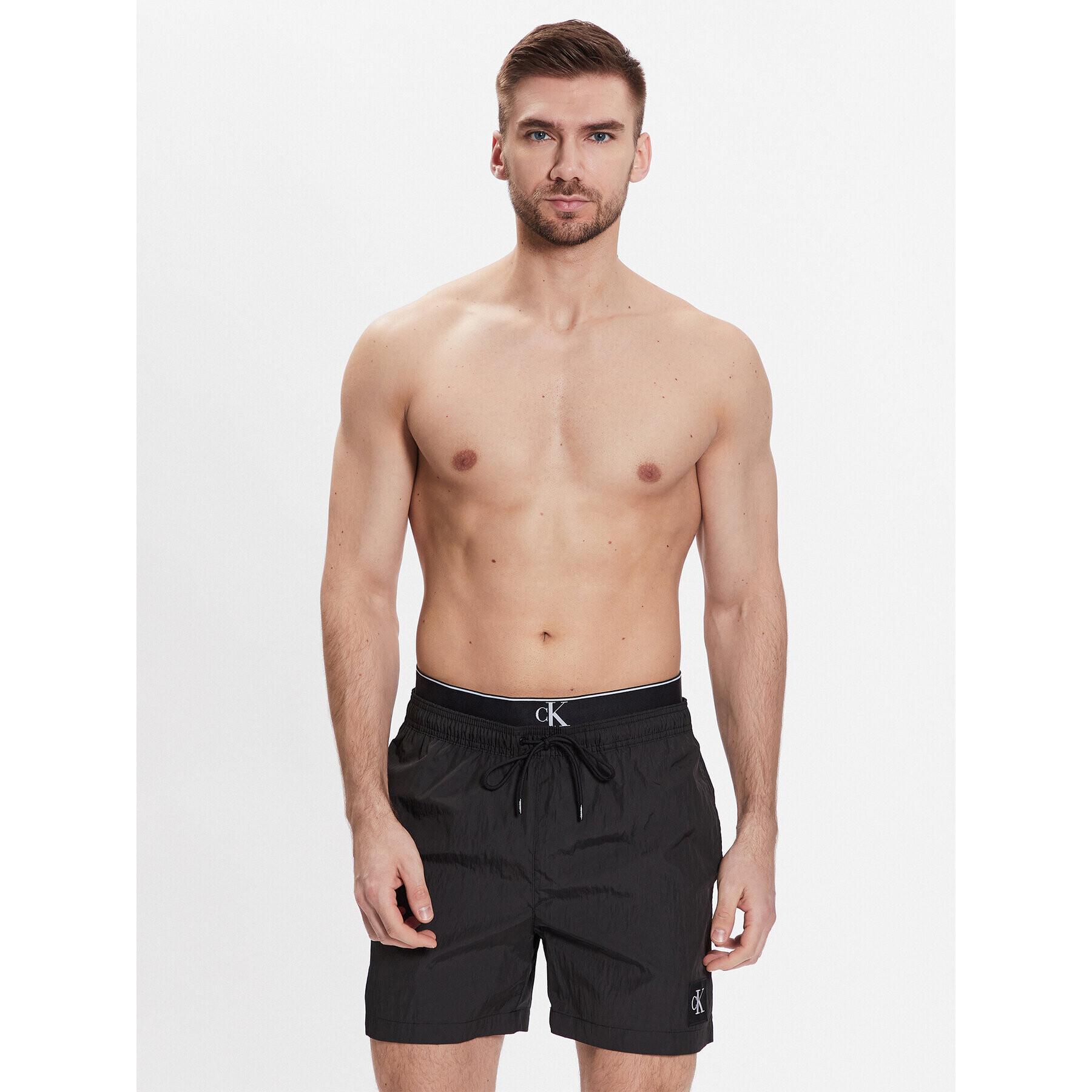 Calvin Klein Swimwear Плувни шорти Medium Double Wb KM0KM00846 Черен Regular Fit - Pepit.bg