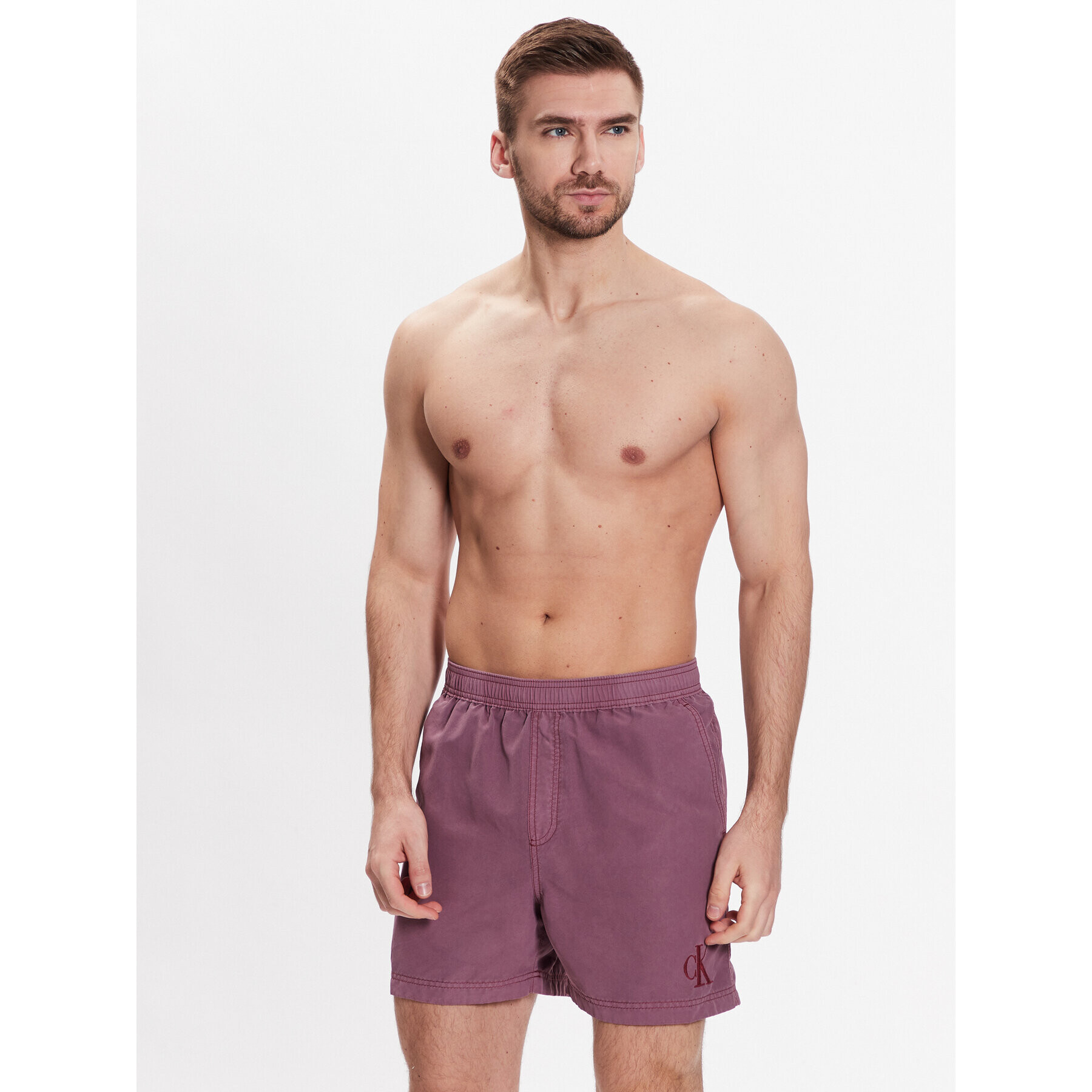 Calvin Klein Swimwear Плувни шорти Medium Drawsting KM0KM00806 Виолетов Regular Fit - Pepit.bg