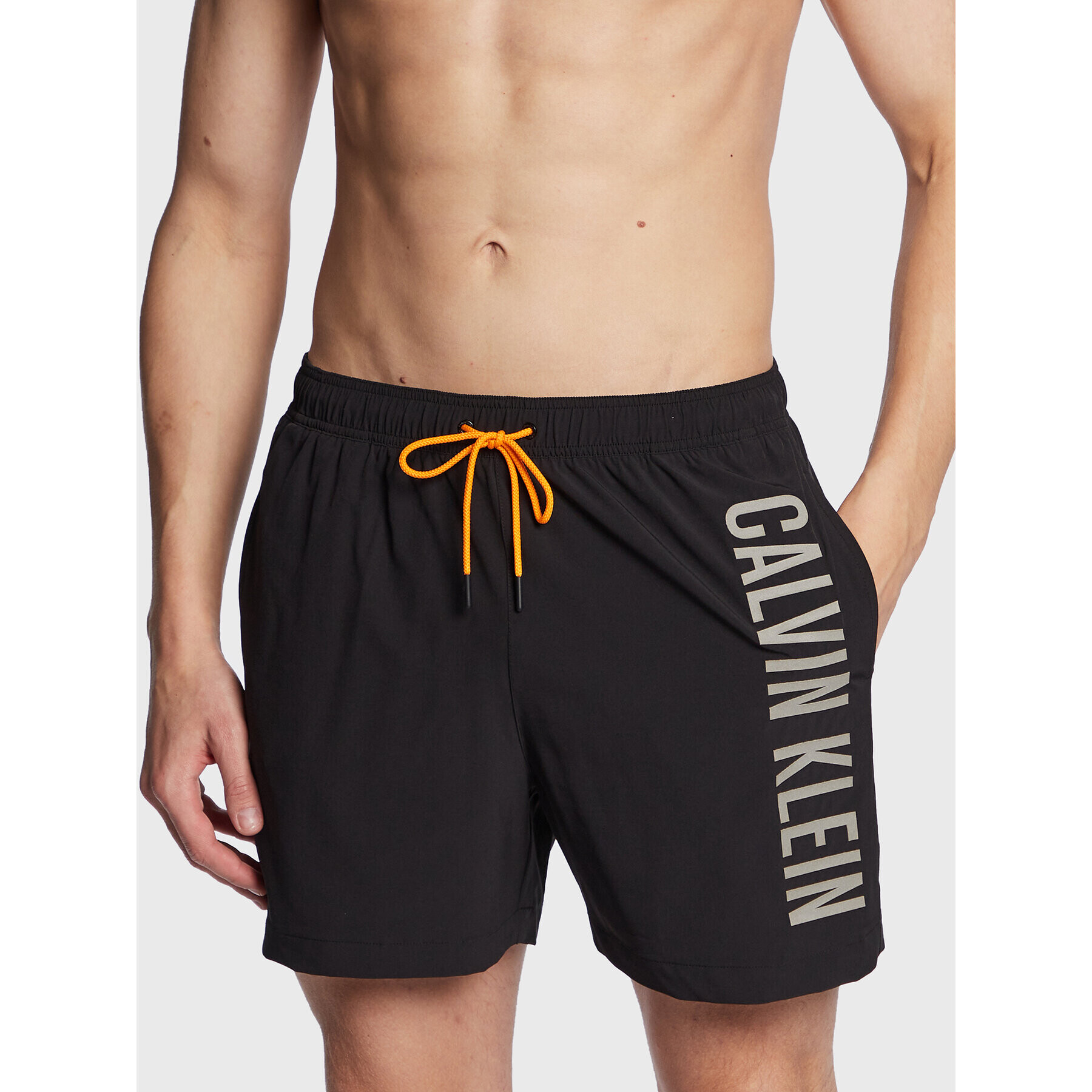 Calvin Klein Swimwear Плувни шорти Medium Drawstring Active KM0KM00797 Черен Regular Fit - Pepit.bg