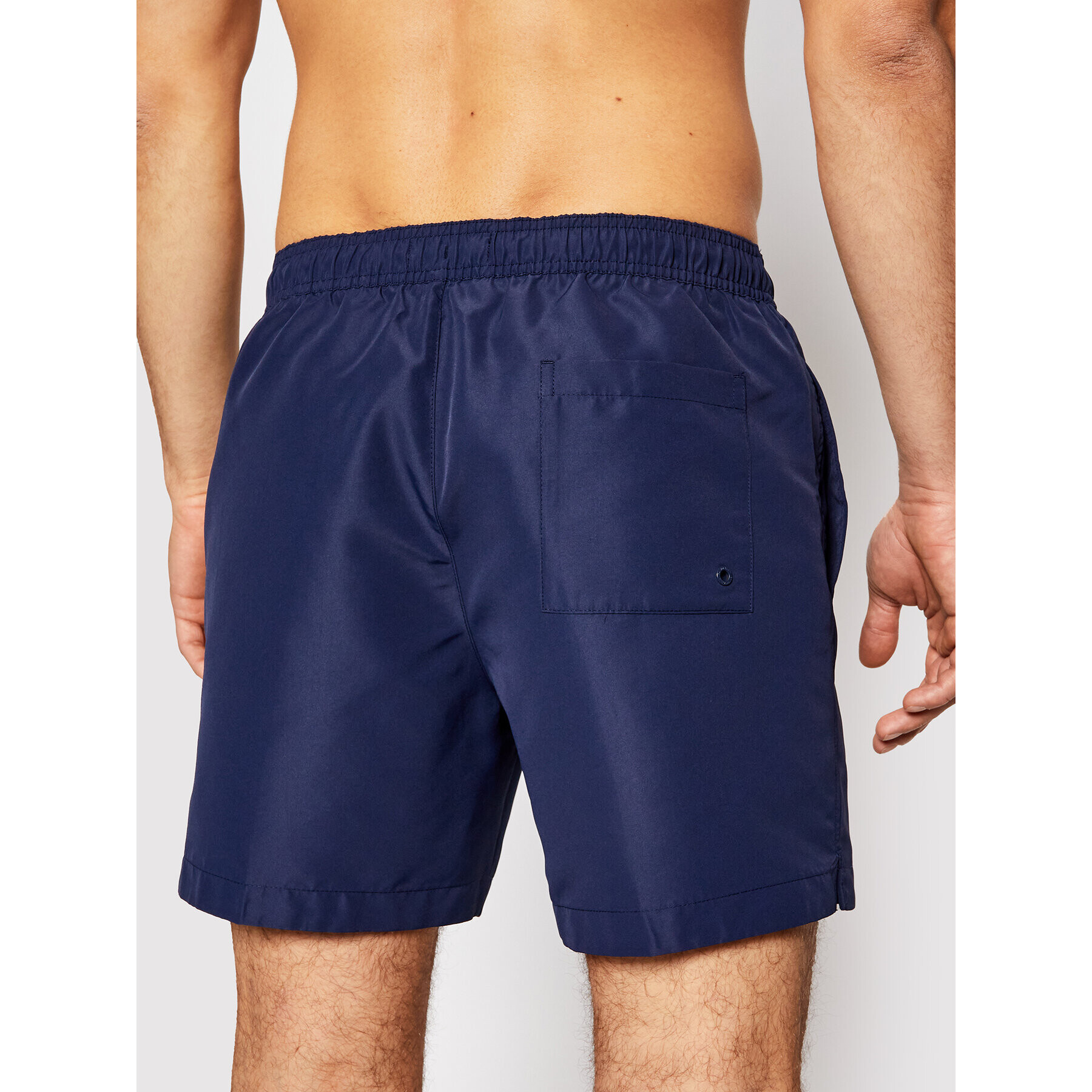 Calvin Klein Swimwear Плувни шорти Medium Drawstring KM0KM00570 Тъмносин Regular Fit - Pepit.bg