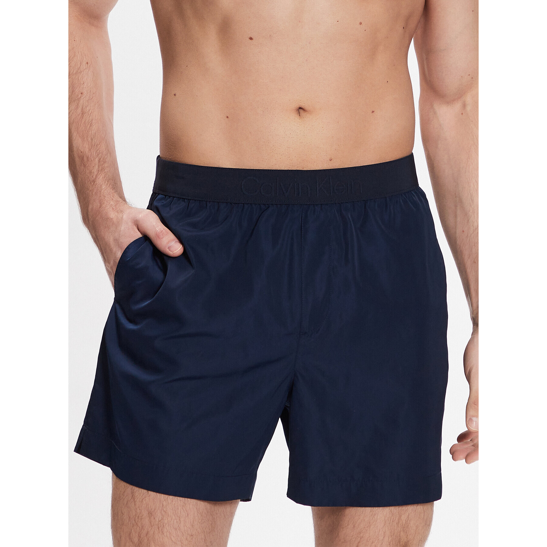 Calvin Klein Swimwear Плувни шорти Medium Waistband KM0KM00862 Тъмносин Regular Fit - Pepit.bg