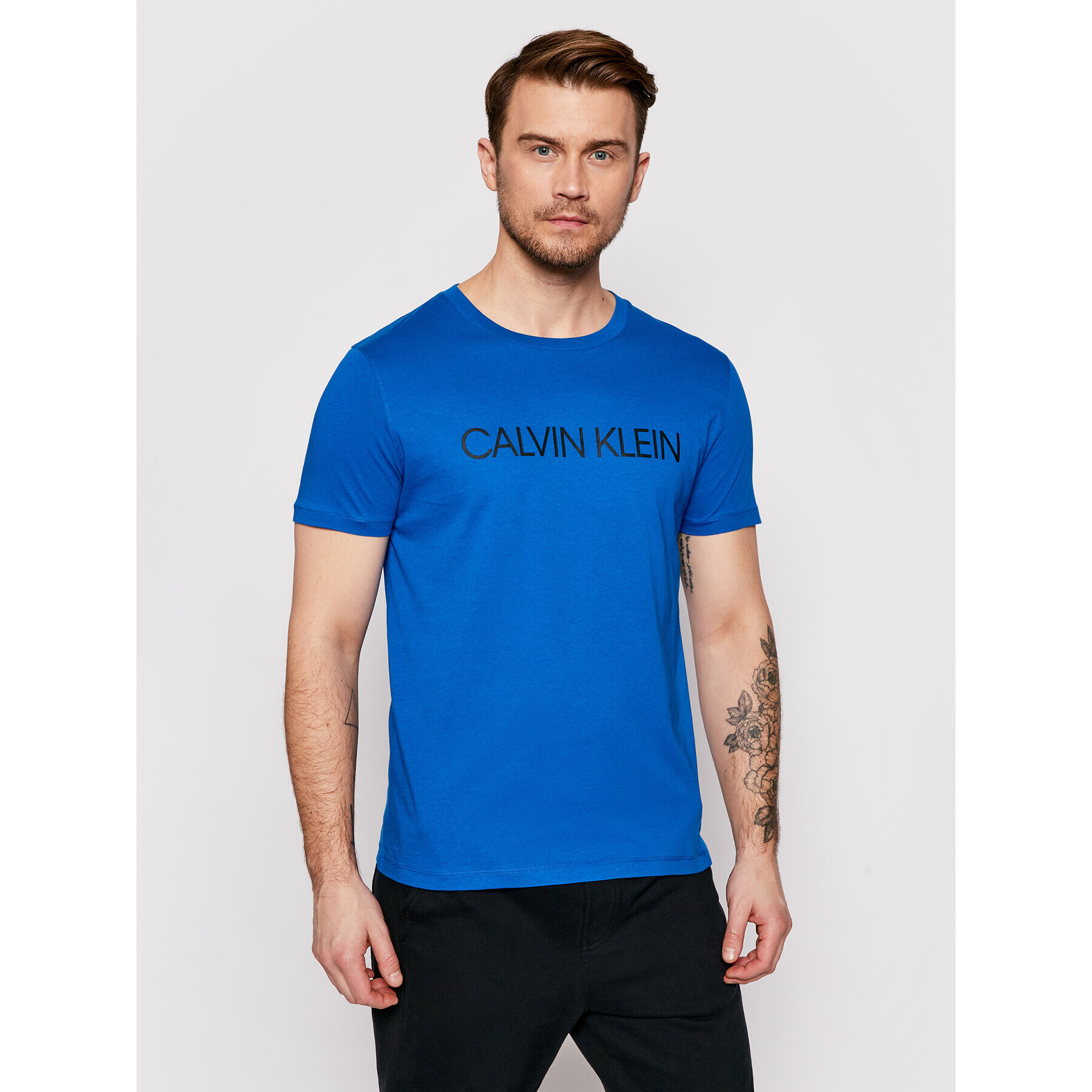 Calvin Klein Swimwear Тишърт Crew Tee KM0KM00605 Тъмносин Regular Fit - Pepit.bg