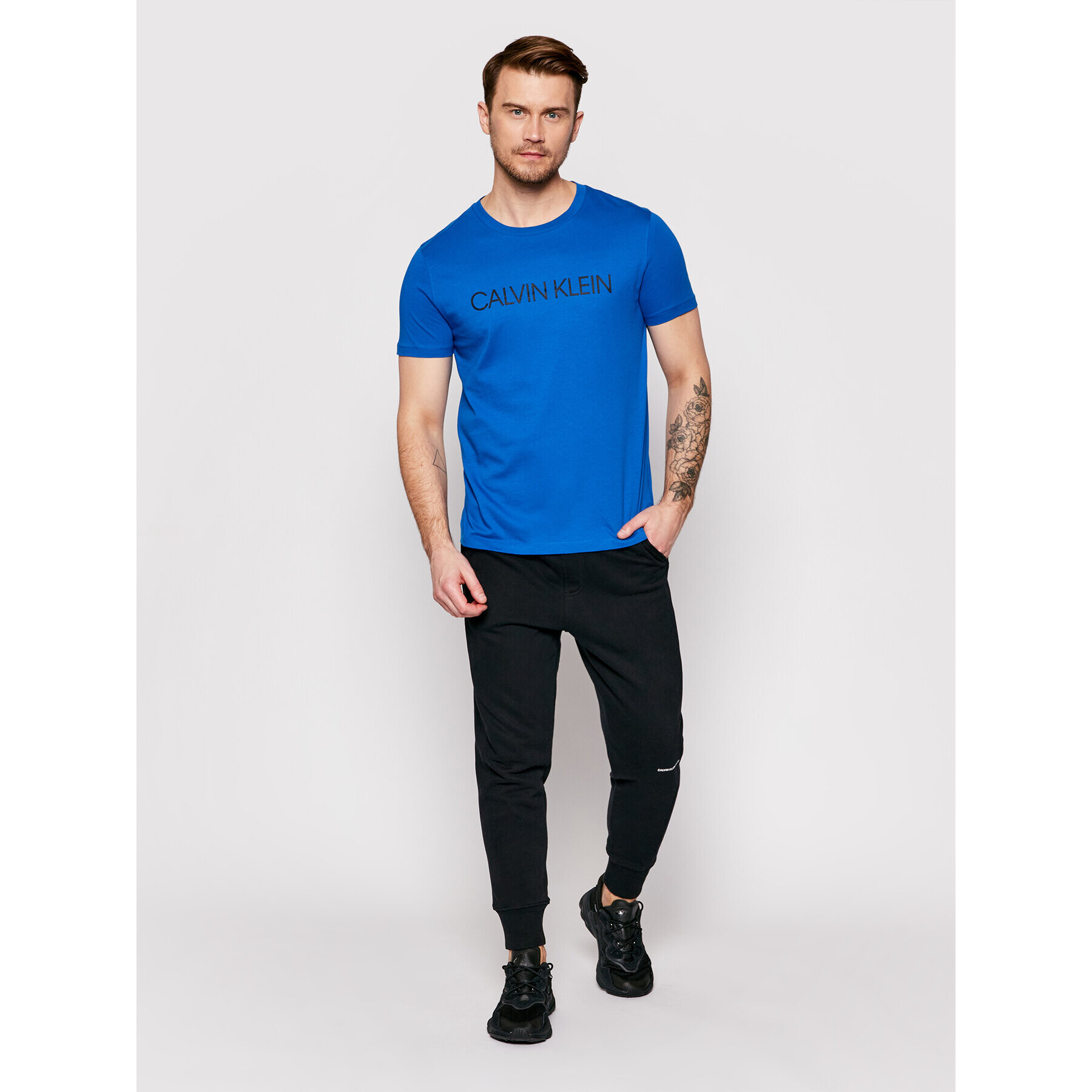 Calvin Klein Swimwear Тишърт Crew Tee KM0KM00605 Тъмносин Regular Fit - Pepit.bg