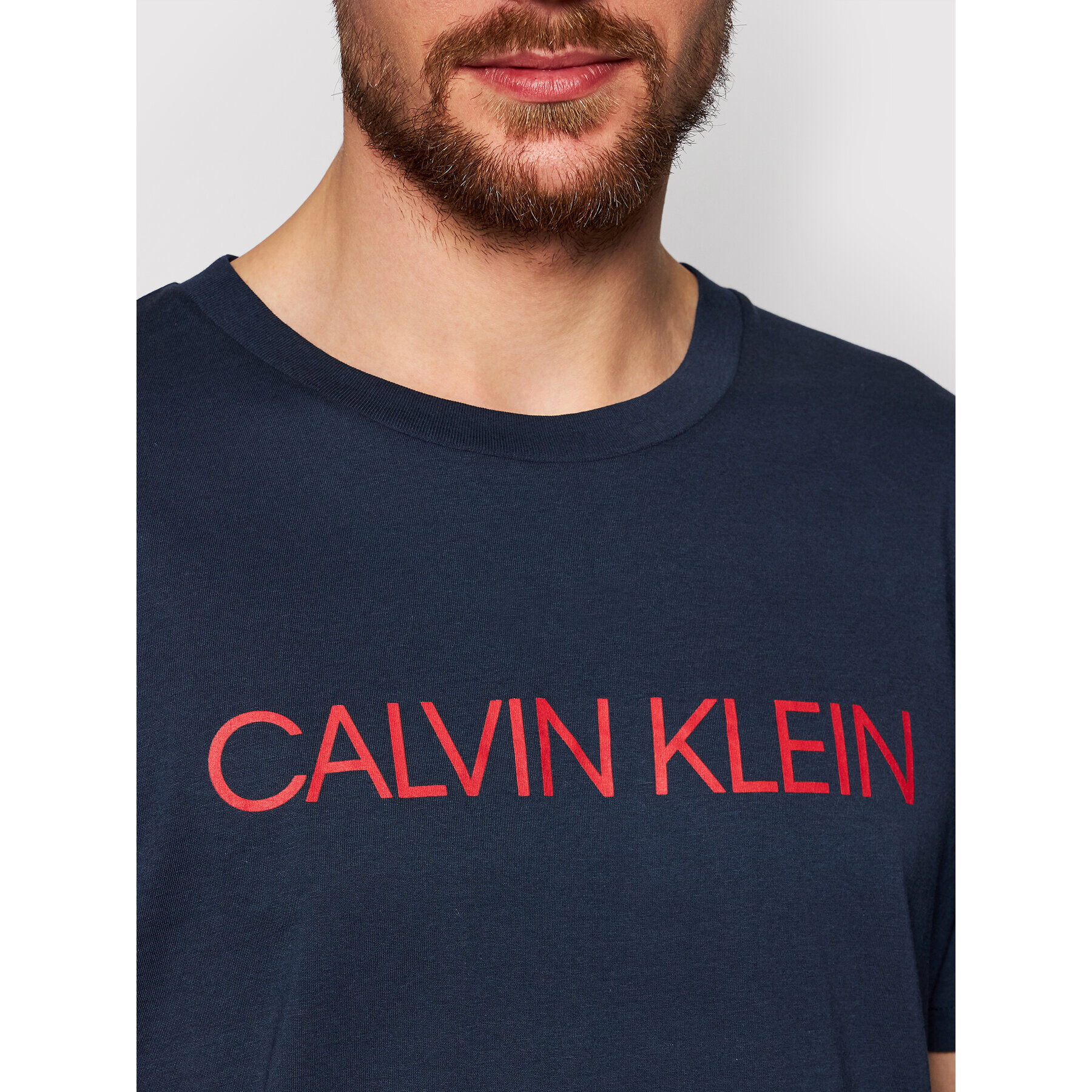 Calvin Klein Swimwear Тишърт Crew Tee KM0KM00605 Тъмносин Relaxed Fit - Pepit.bg