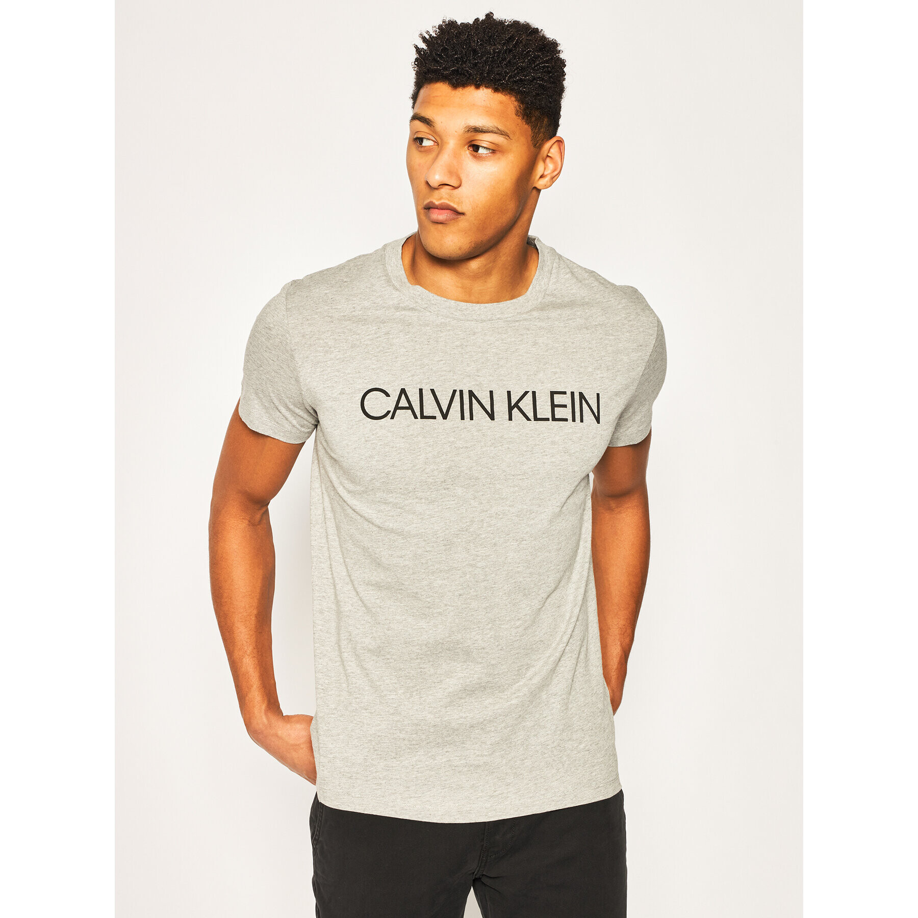 Calvin Klein Swimwear Тишърт KM0KM00479 Сив Regular Fit - Pepit.bg
