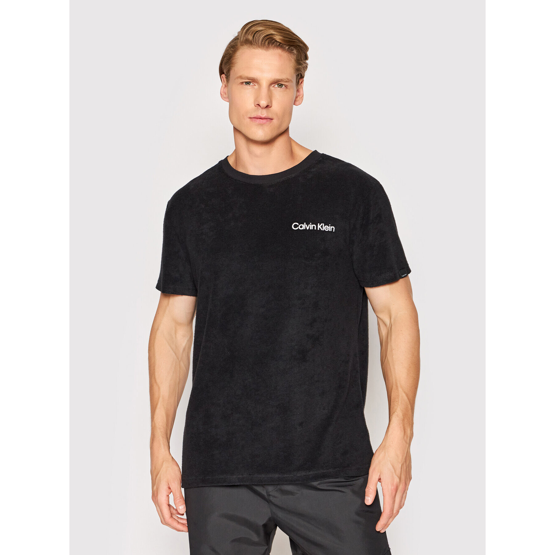 Calvin Klein Swimwear Тишърт KM0KM00766 Черен Regular Fit - Pepit.bg