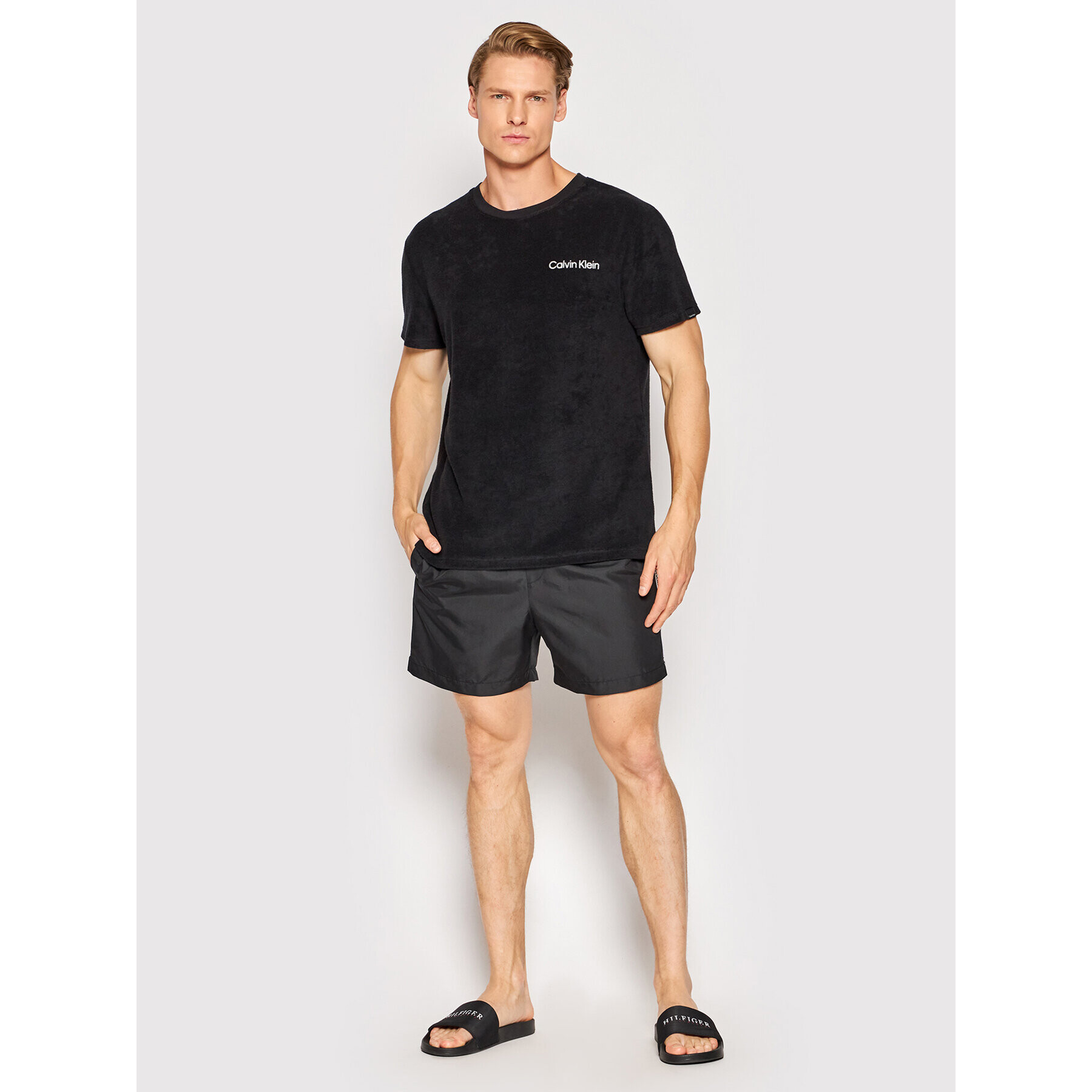 Calvin Klein Swimwear Тишърт KM0KM00766 Черен Regular Fit - Pepit.bg
