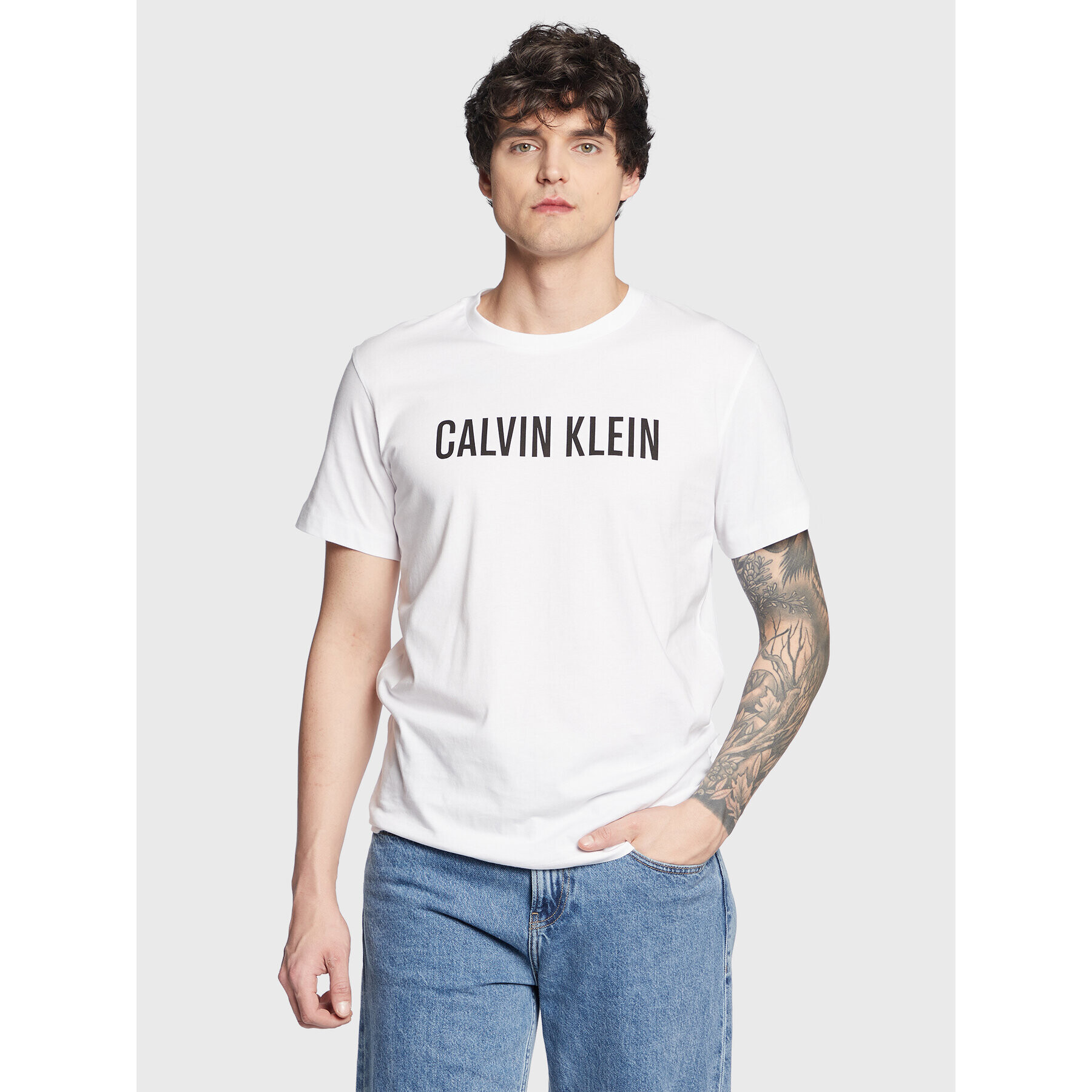 Calvin Klein Swimwear Тишърт Logo KM0KM00836 Бял Regular Fit - Pepit.bg