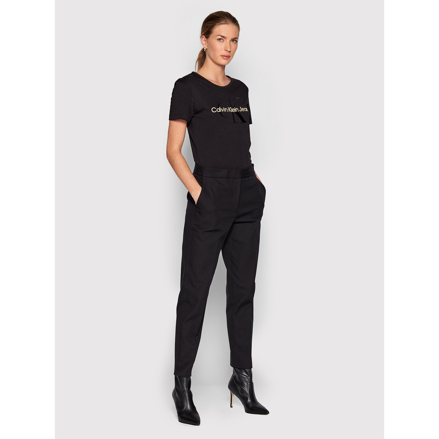 Calvin Klein Текстилни панталони Gabardine K20K203774 Черен Regular Fit - Pepit.bg