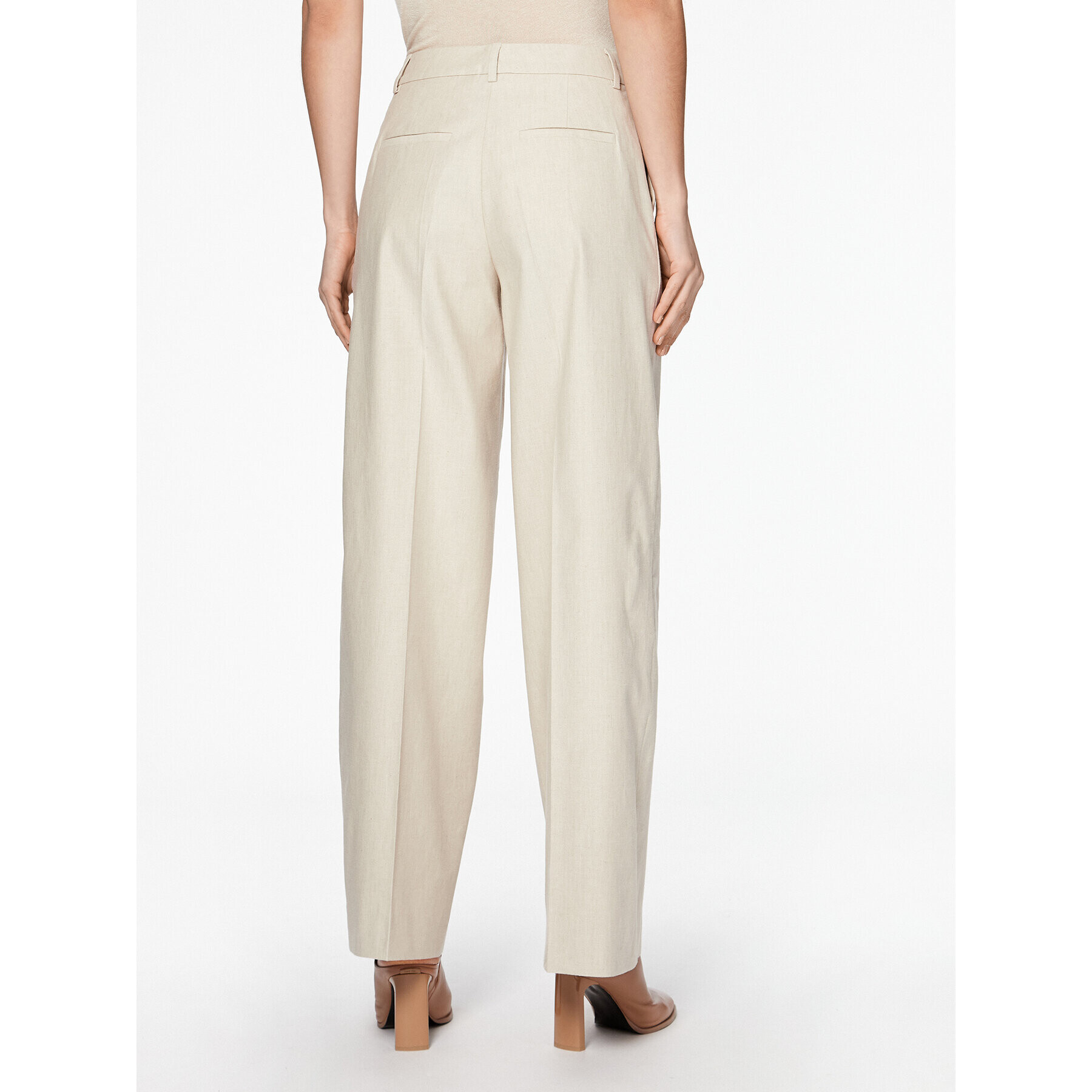 Calvin Klein Текстилни панталони K20K205226 Бежов Wide Leg - Pepit.bg