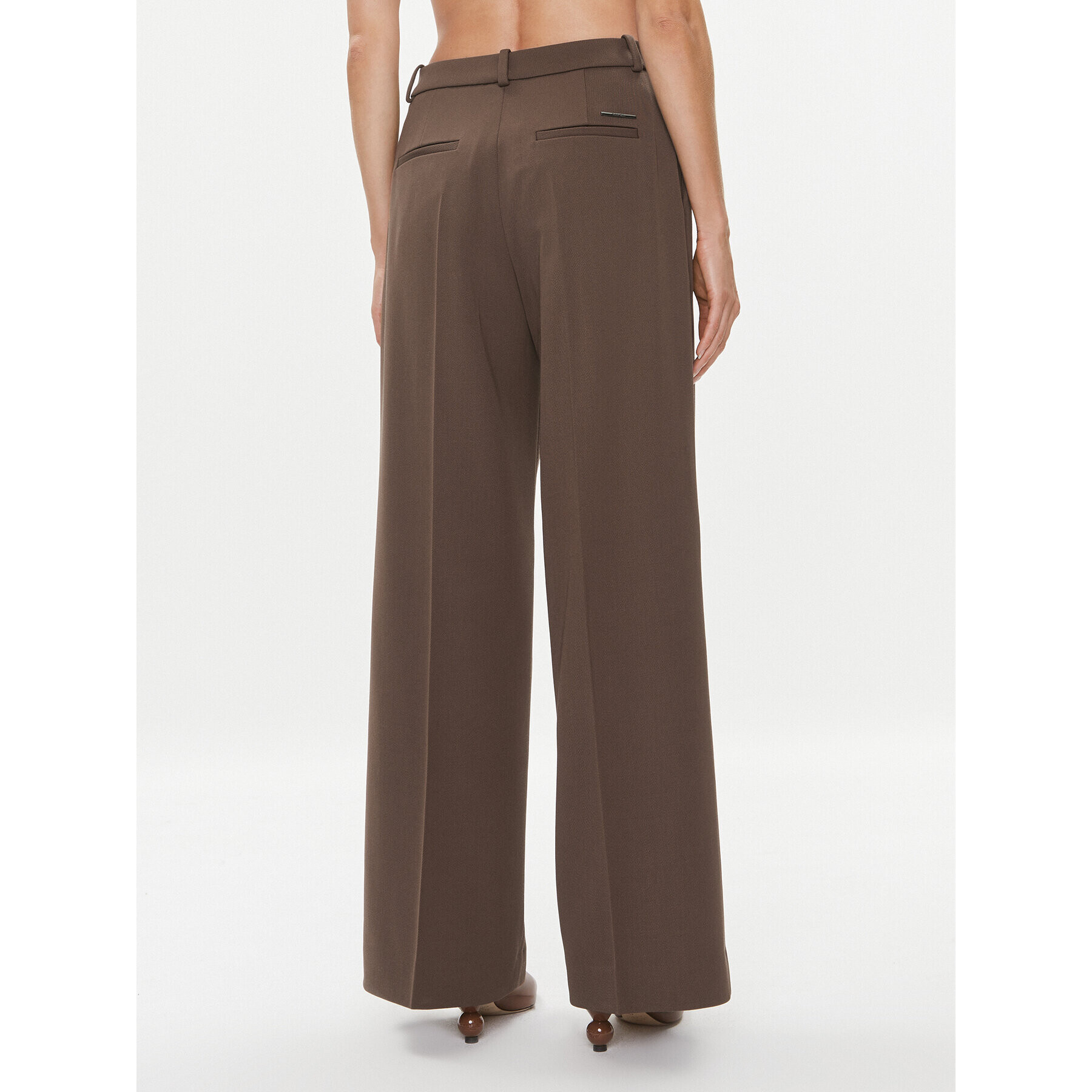 Calvin Klein Текстилни панталони K20K205965 Кафяв Wide Leg - Pepit.bg