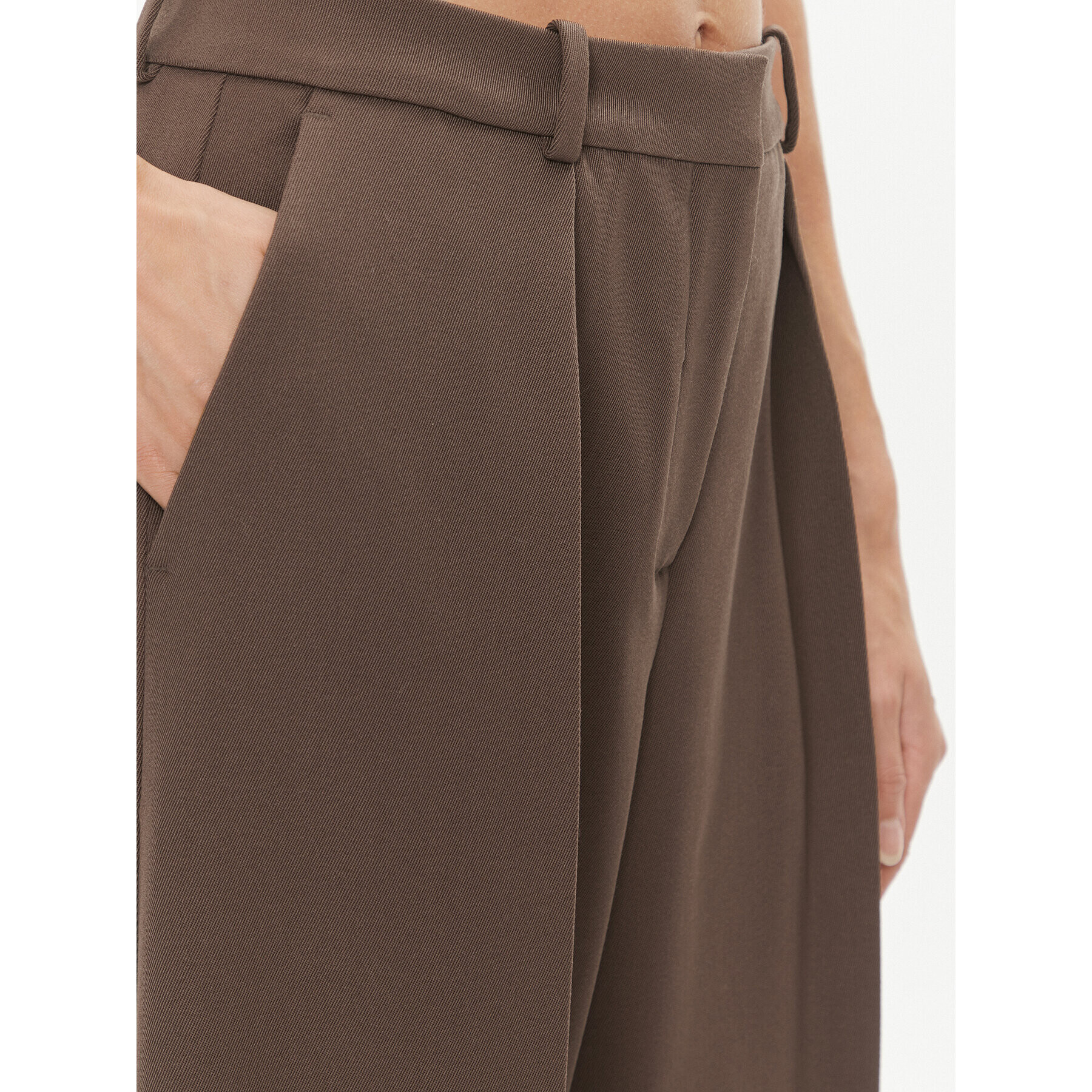 Calvin Klein Текстилни панталони K20K205965 Кафяв Wide Leg - Pepit.bg