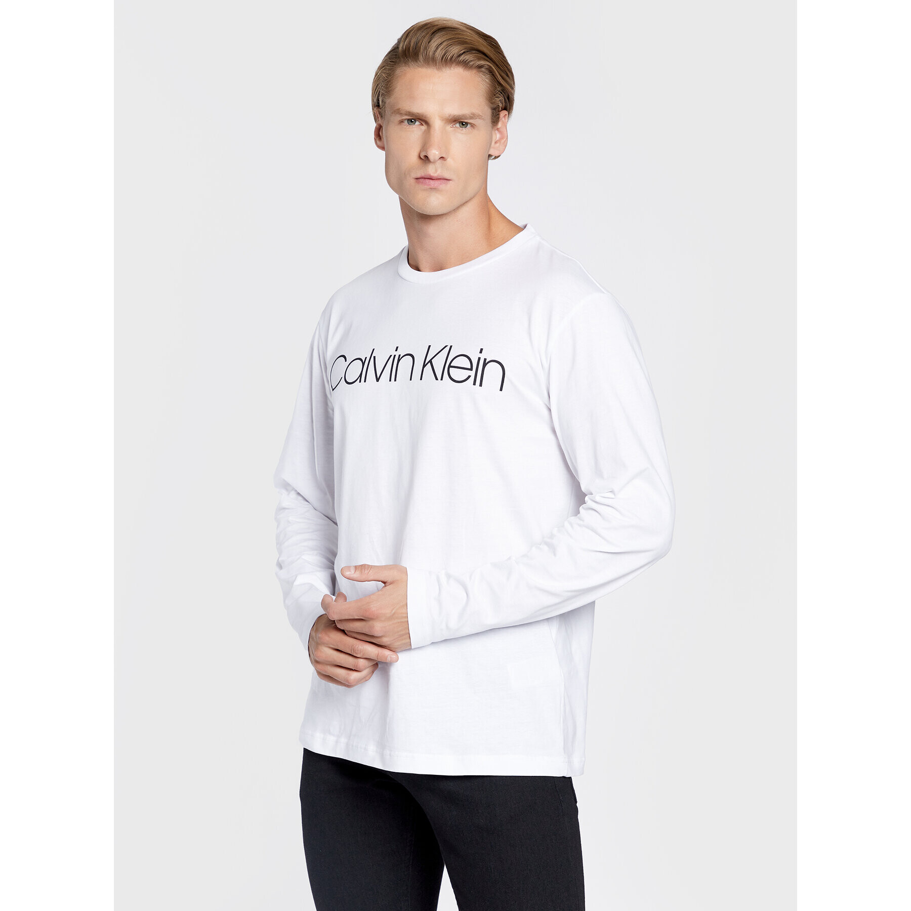 Calvin Klein Тениска с дълъг ръкав K10K104690 Бял Regular Fit - Pepit.bg