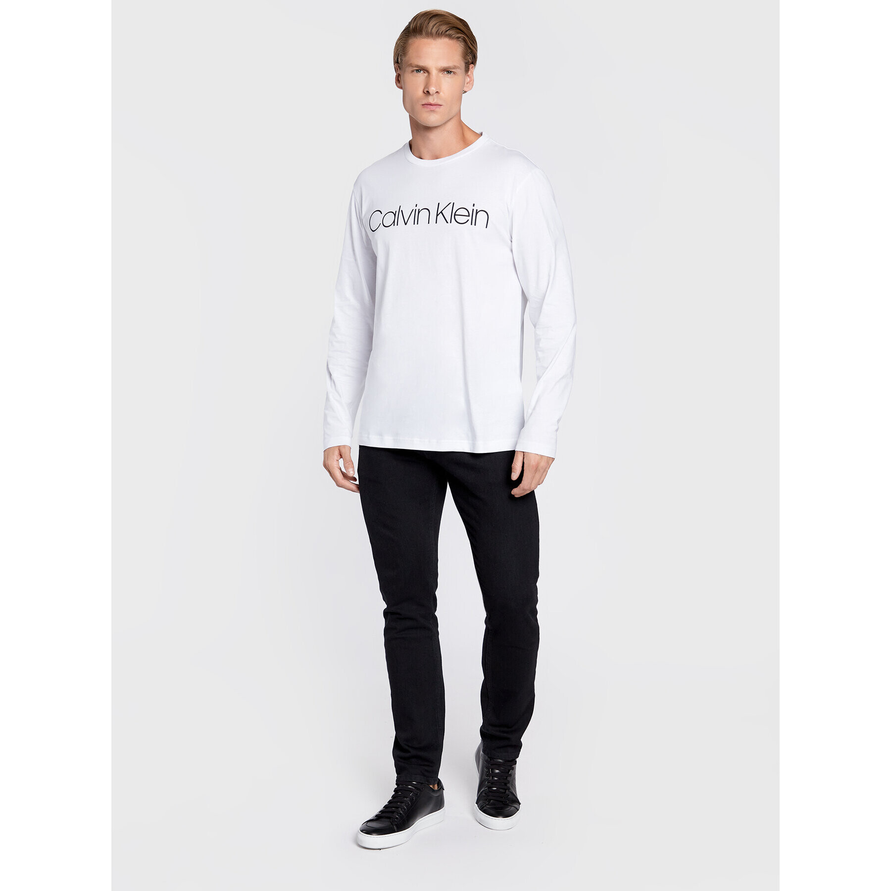 Calvin Klein Тениска с дълъг ръкав K10K104690 Бял Regular Fit - Pepit.bg