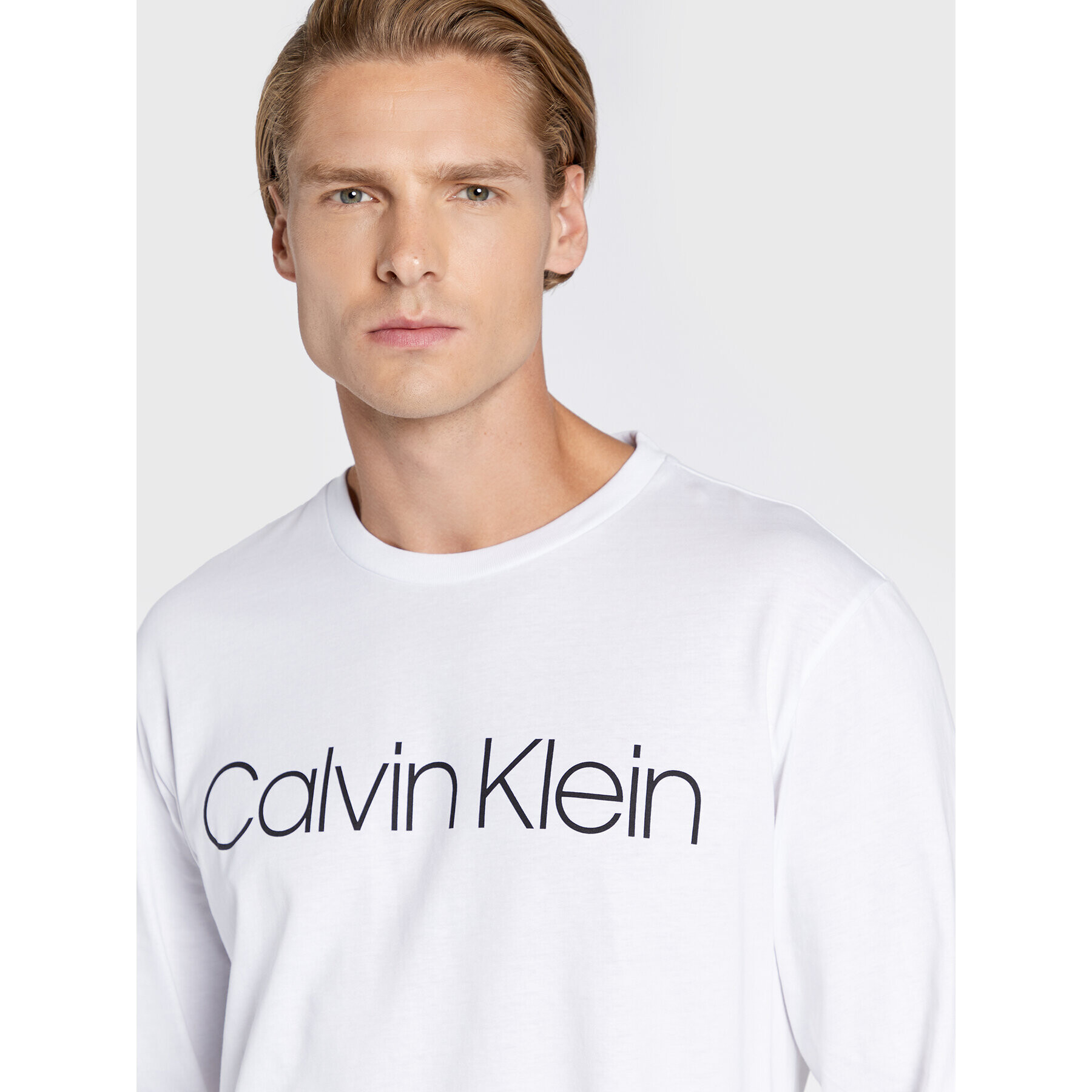 Calvin Klein Тениска с дълъг ръкав K10K104690 Бял Regular Fit - Pepit.bg